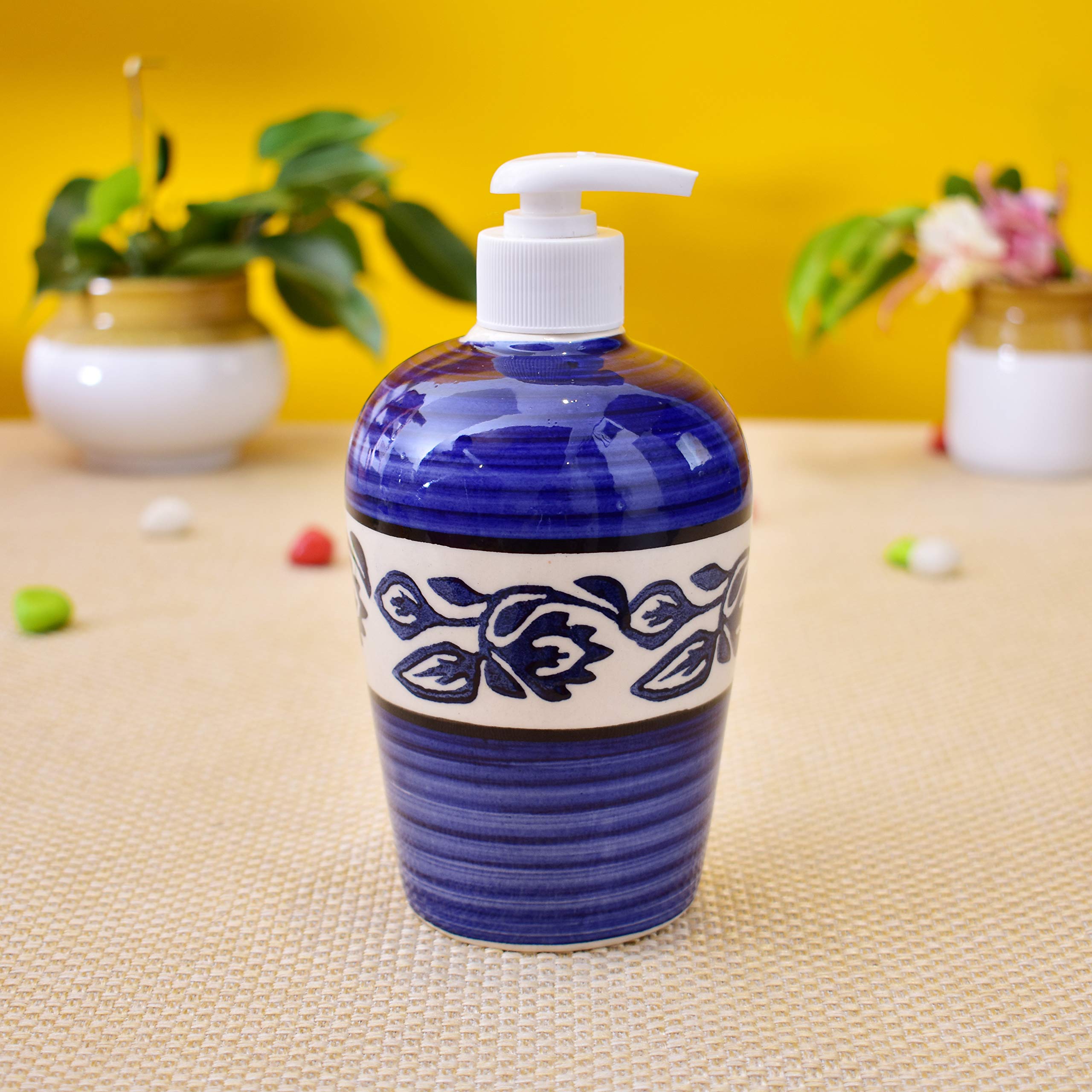 Kunhar Ceramic Liquid Soap Dispenser, 450 Ml, Blue
