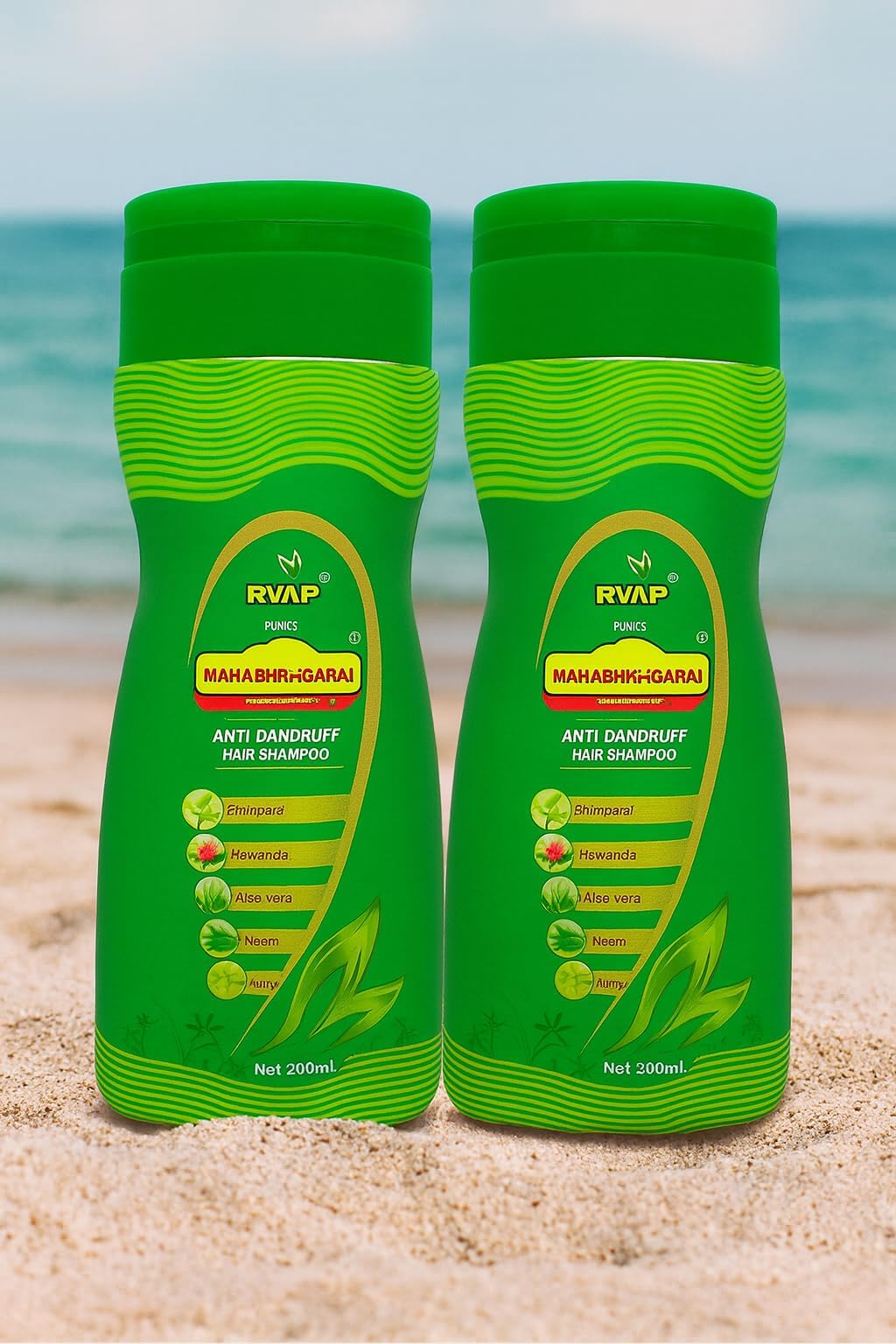 Mahabhringaraj Anti-Dandruff Herbal Hair Shampoo with Bhringaraj, Aloe Vera, Neem, Amla &amp;amp; Jaswanda – 200ml (Pack of 2)