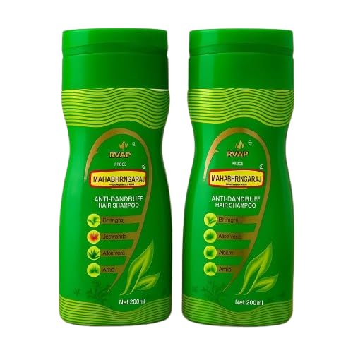 KunhaR Mahabhringaraj Anti-Dandruff Herbal Hair Shampoo with Bhringaraj, Aloe Vera, Neem, Amla & Jaswanda – 200ml (Pack of 2)