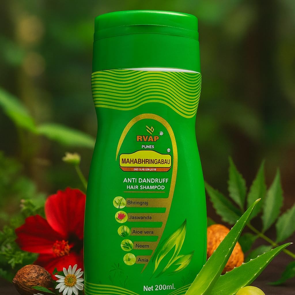 KunhaR Mahabhringaraj Anti-Dandruff Herbal Hair Shampoo with Bhringaraj, Aloe Vera, Neem, Amla & Jaswanda – 200ml (Pack of 2)