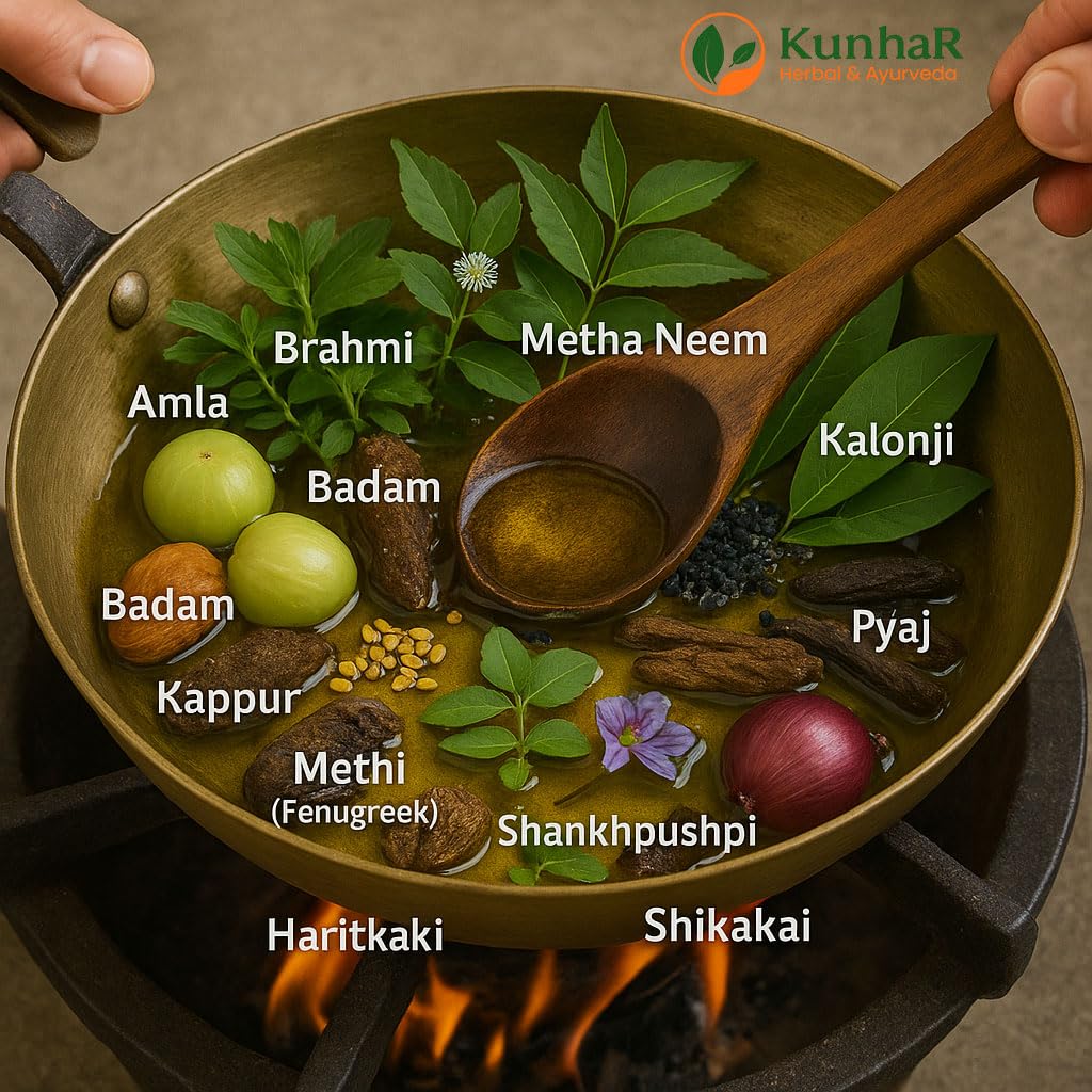 KunhaR Maha Bhringraj Premium Hair Oil with Amla & Neem - 500 ml (Pack of 2) - Reduces Hair Fall, Cures Dandruff – Ayurvedic Herbal Formula – Power of Roots