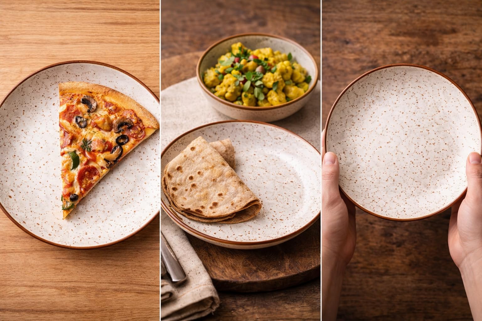 Kunhar Ceramic Dinner Plates 10 Inch Set of 2 | Rustic Ivory Speckled Finish | Premium Glazed Stoneware | Microwave & Dishwasher Safe | Serving Plates for Dinner, Pasta & Salad