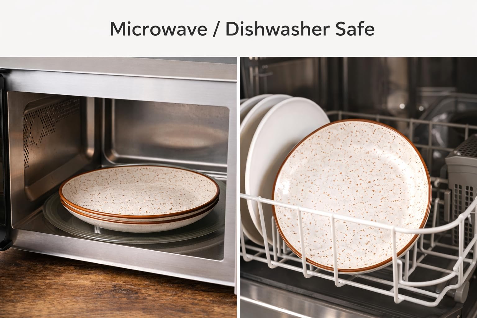 Kunhar Ceramic Dinner Plates 10 Inch Set of 2 | Rustic Ivory Speckled Finish | Premium Glazed Stoneware | Microwave & Dishwasher Safe | Serving Plates for Dinner, Pasta & Salad