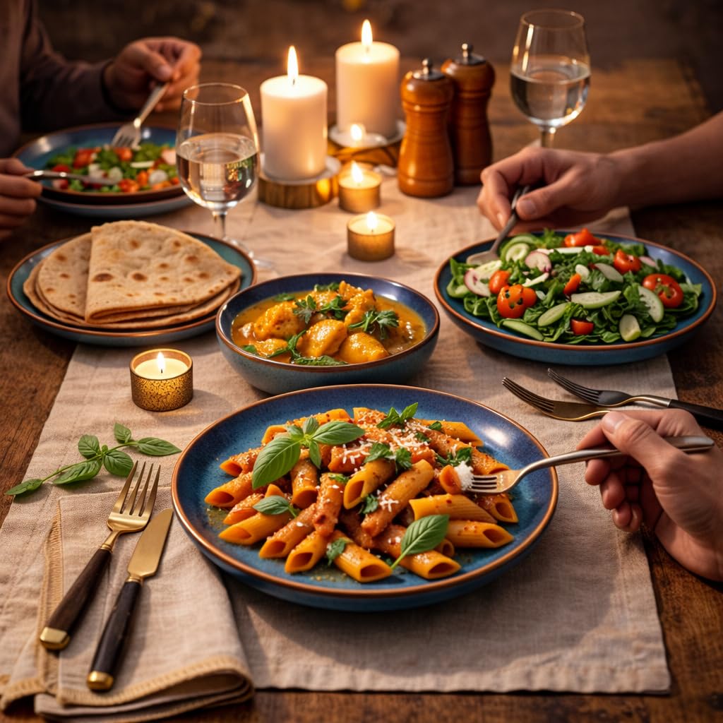 Kunhar Ceramic Dinner Plates Set of 2, 10 Inch | Blue Green Rustic Glaze with Dark Brown Rim | Premium Stoneware | Microwave & Dishwasher Safe | Serving Plates for Dinner, Pasta & Salad