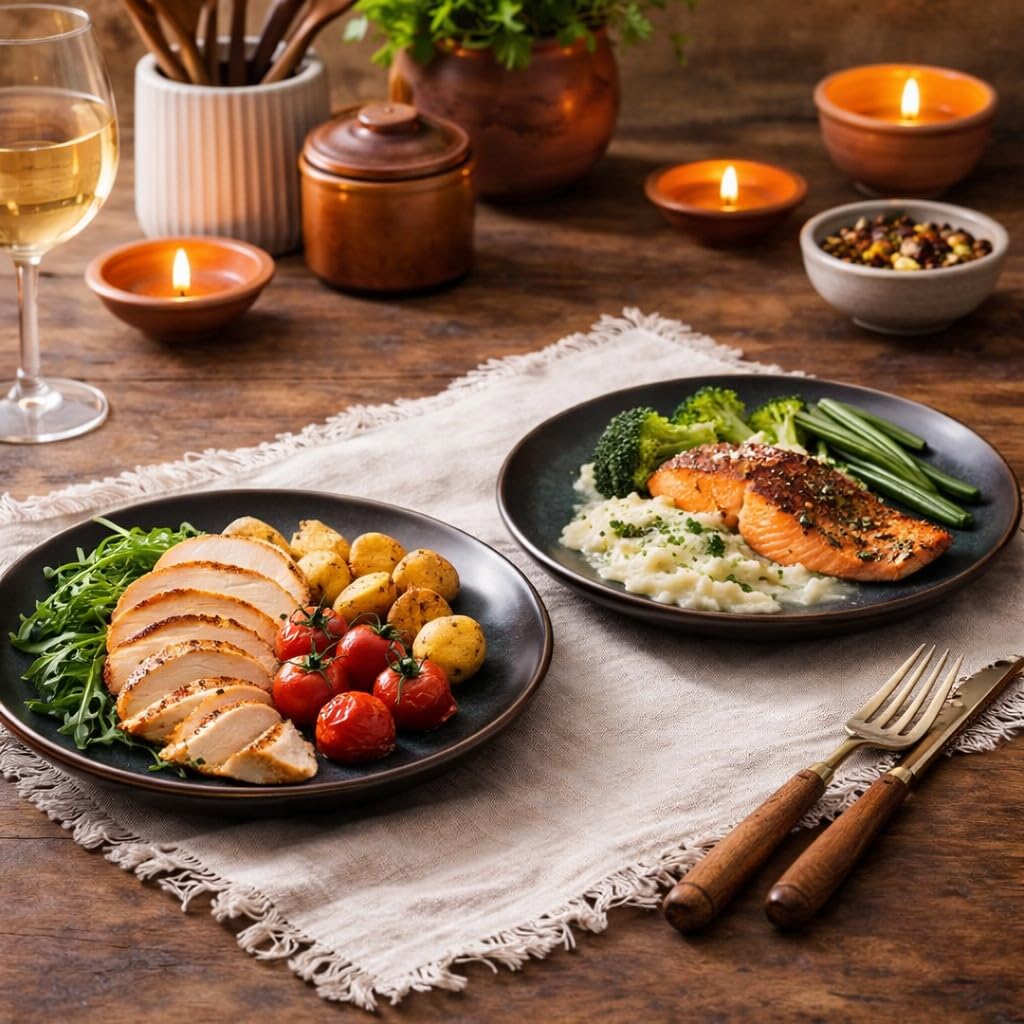 Kunhar Deep Pasta Plates Set of 2, 10 Inch | Ocean Teal Reactive Glaze with Dark Brown Rim | Premium Stoneware | Microwave & Dishwasher Safe | Deep Serving Plates for Pasta, Salad & Dinner