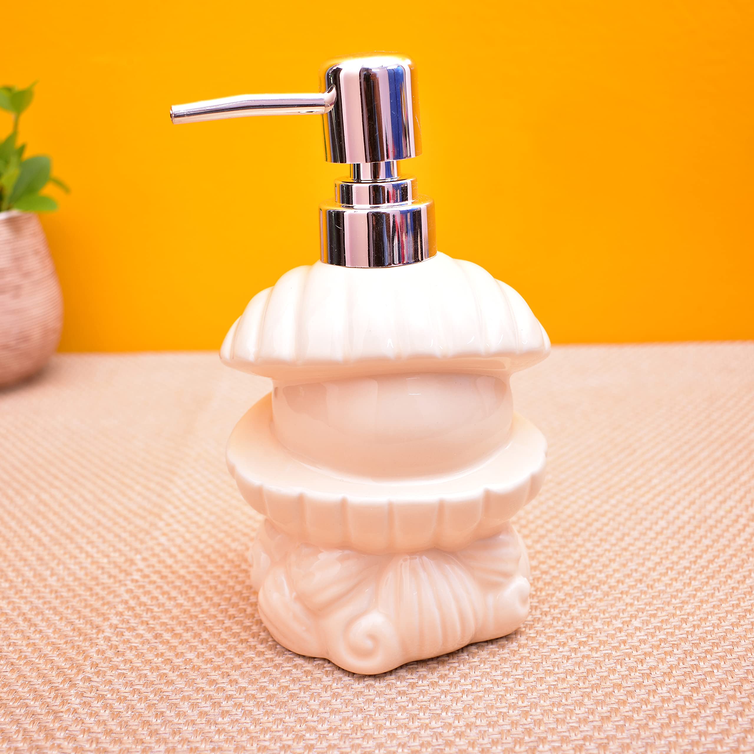 KunhaR Ceramic Liquid Soap Dispenser, 450 Ml, Dawn Pink