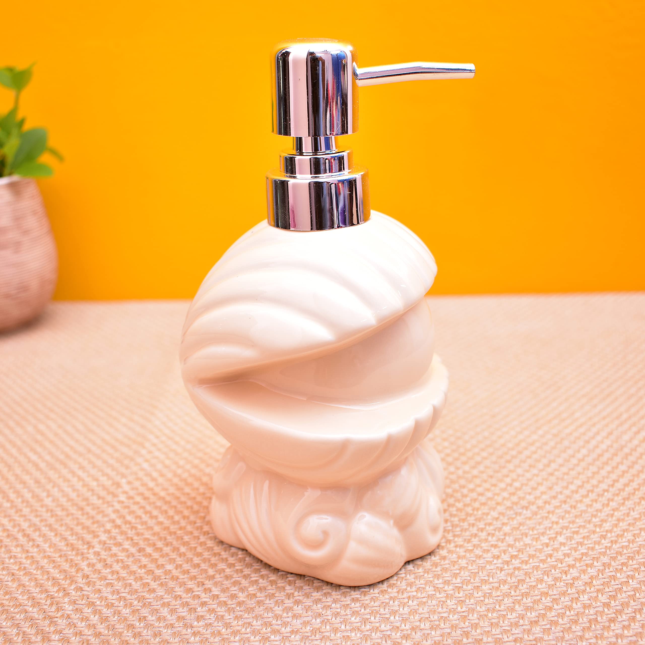 KunhaR Ceramic Liquid Soap Dispenser, 450 Ml, Dawn Pink