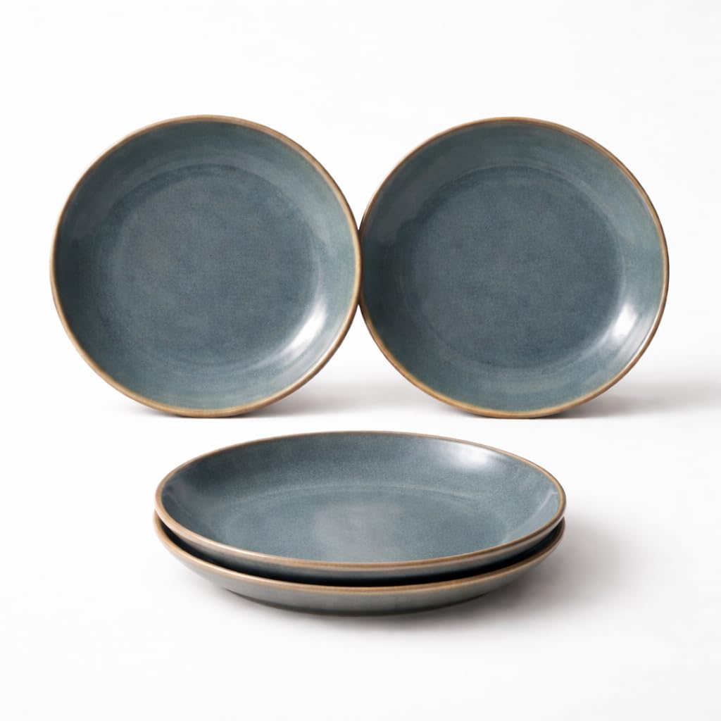 Kunhar Ceramic Dinner Plates 10 Inch Set of 4 | Sage Green Rustic Finish | Premium Glazed Stoneware | Microwave & Dishwasher Safe | Serving Plates for Dinner, Pasta, Salad