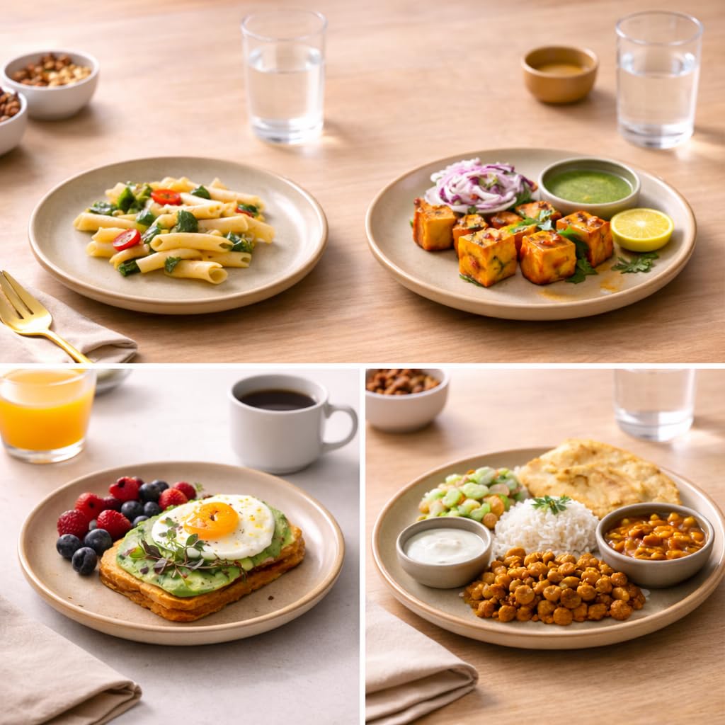 Kunhar Ceramic Dinner Plates Set of 4, 10 Inch | Rustic Ivory Speckled Finish with Brown Rim | Premium Glazed Stoneware | Microwave & Dishwasher Safe | Dinner, Pasta & Salad Serving Plates