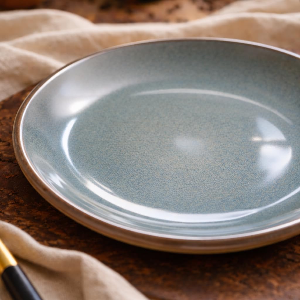 Kunhar Ceramic Dinner Plates 7 Inch Set of 4 | Sage Green Rustic Finish | Premium Glazed Stoneware | Microwave & Dishwasher Safe | Serving Plates for Dinner, Pasta, Salad