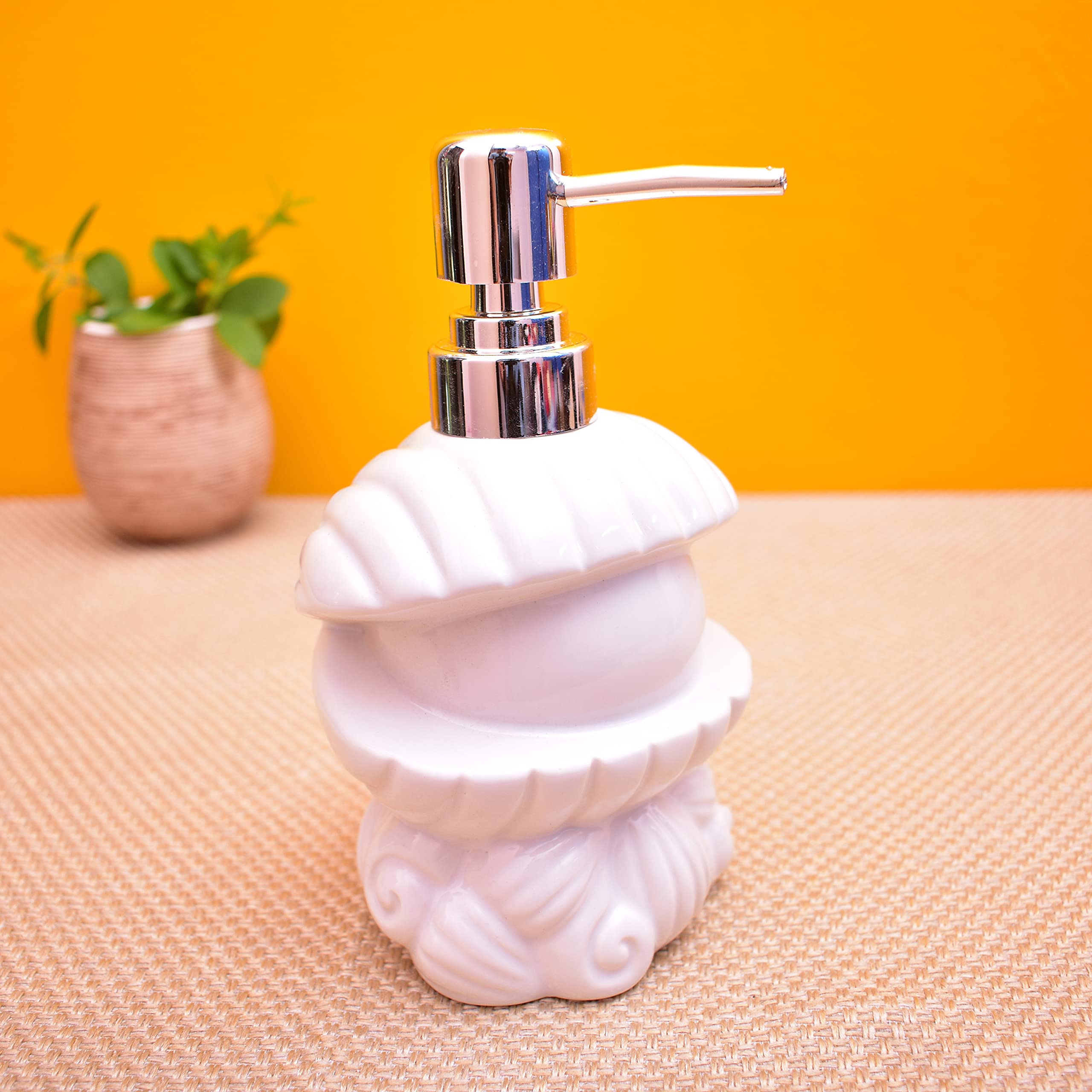 KunhaR Ceramic Liquid Soap Dispenser, 450 Ml, Off White