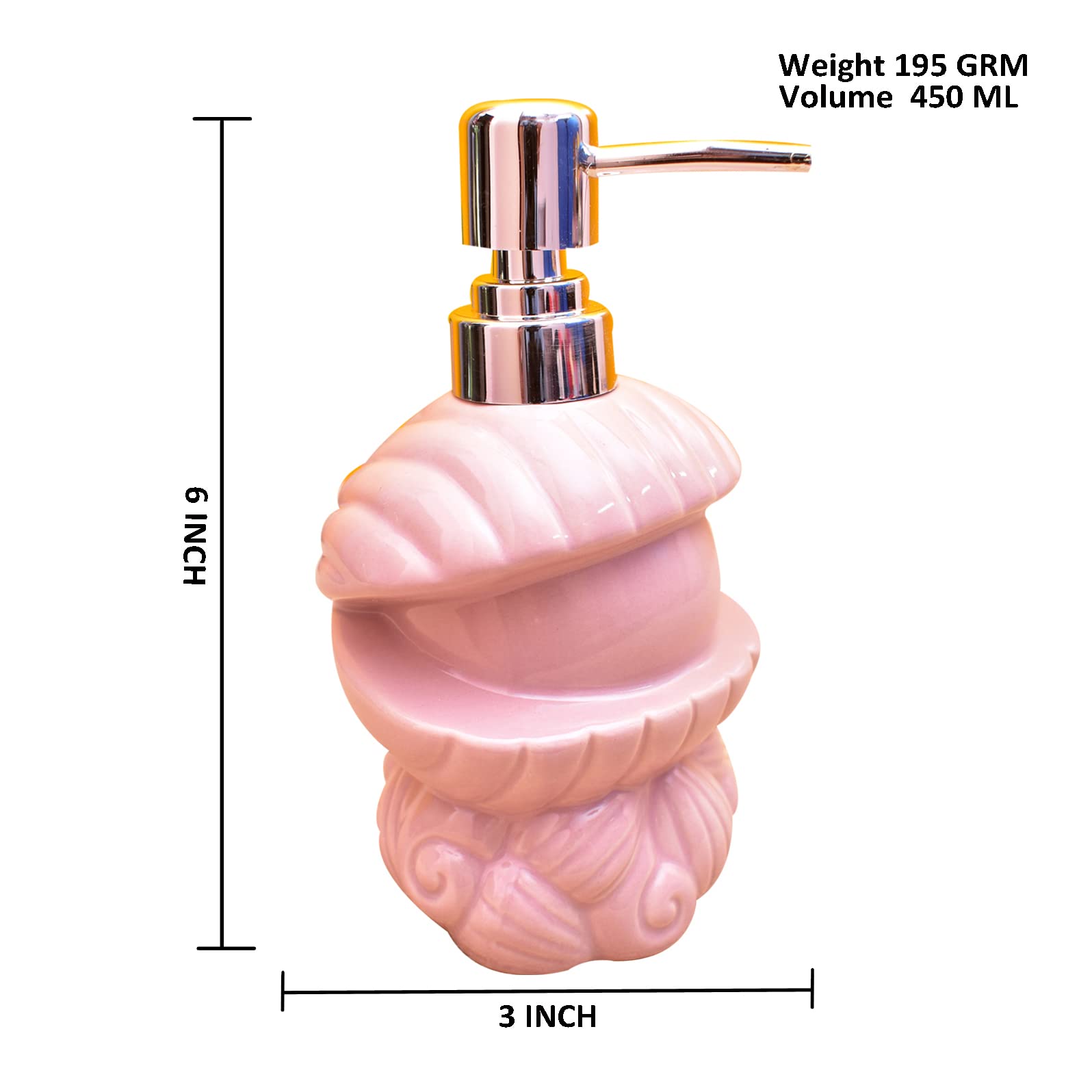 KunhaR Ceramic Liquid Soap Dispenser, 450 Ml, Light Pink