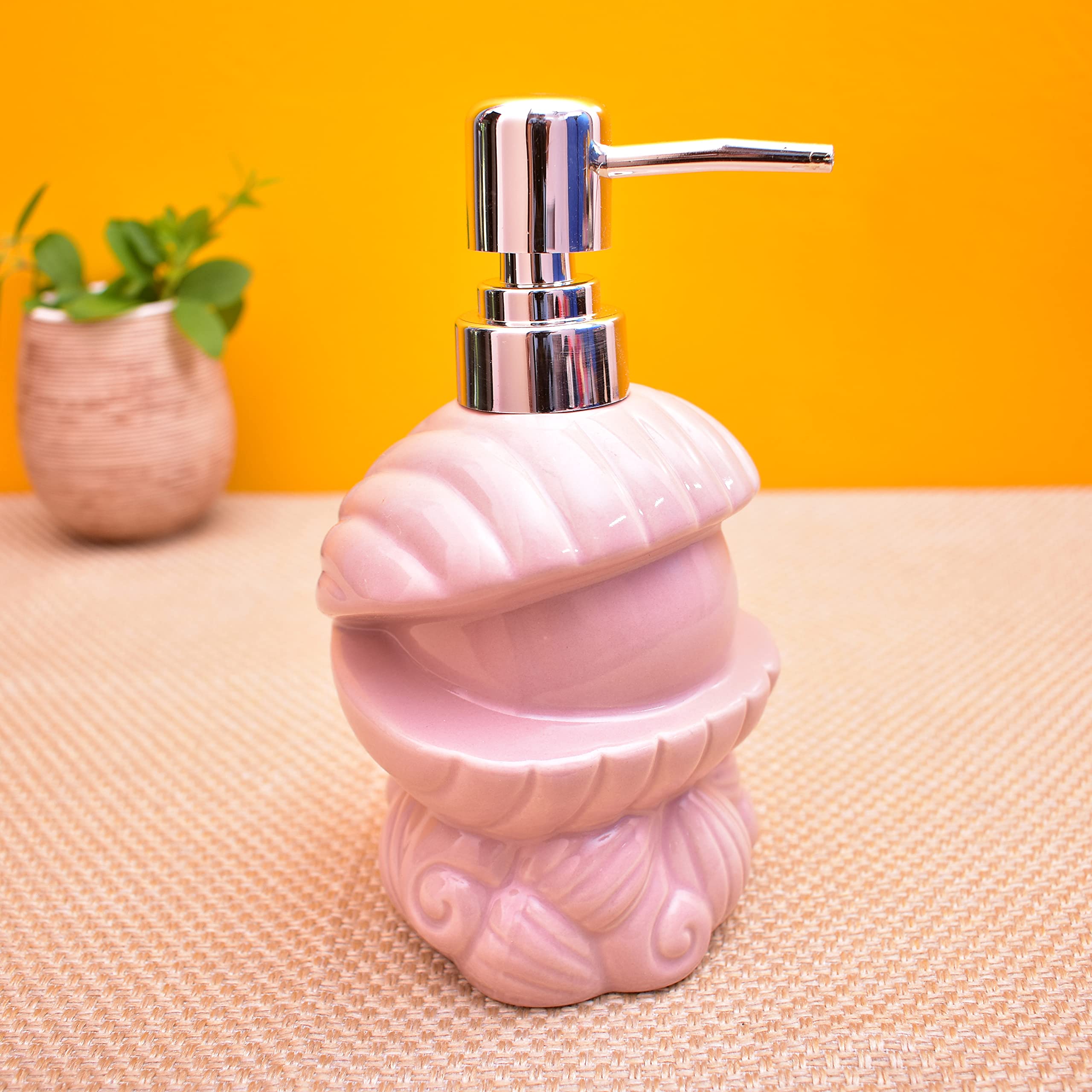 KunhaR Ceramic Liquid Soap Dispenser, 450 Ml, Light Pink