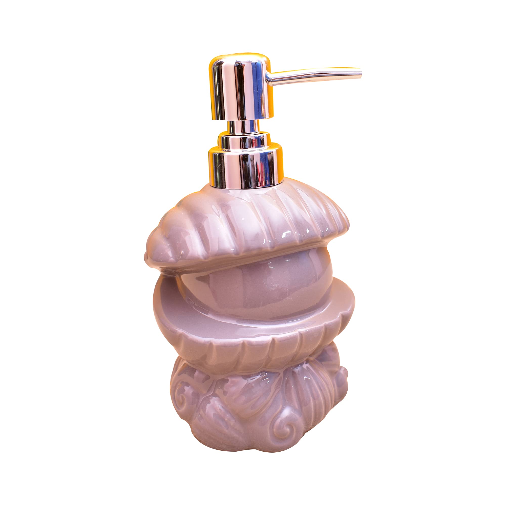 KunhaR Ceramic Liquid Soap Dispenser, 450 Ml, Grey Pink