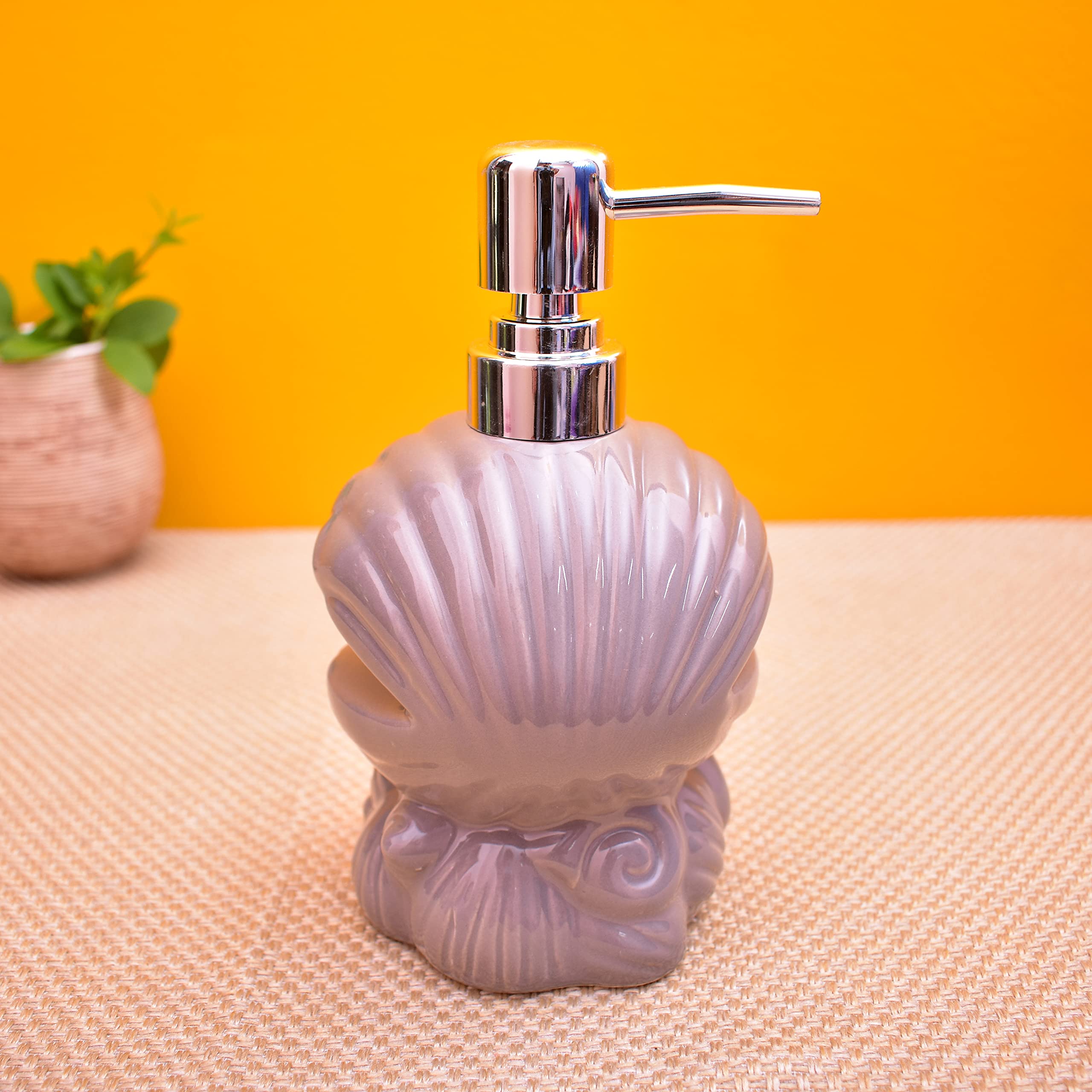 KunhaR Ceramic Liquid Soap Dispenser, 450 Ml, Grey Pink