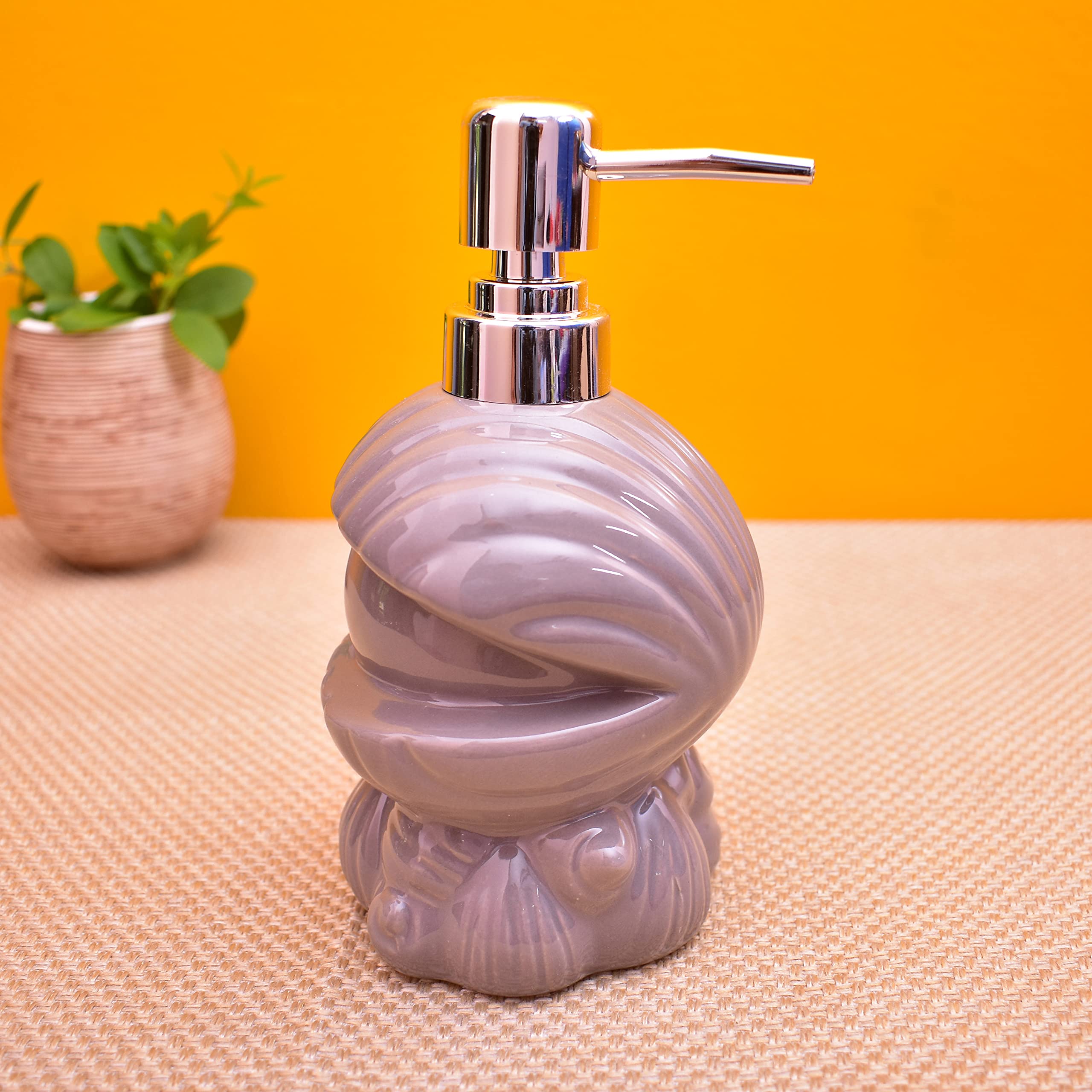 KunhaR Ceramic Liquid Soap Dispenser, 450 Ml, Grey Pink