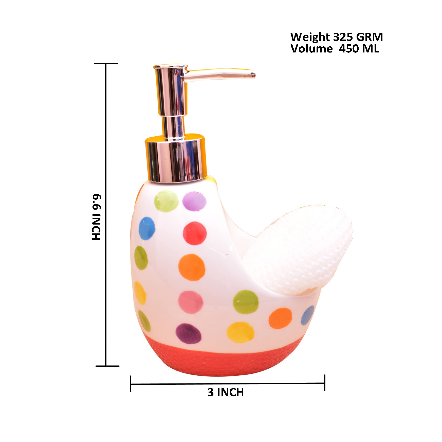 KunhaR Ceramic Liquid Soap Dispenser, 450 Ml, Red Base