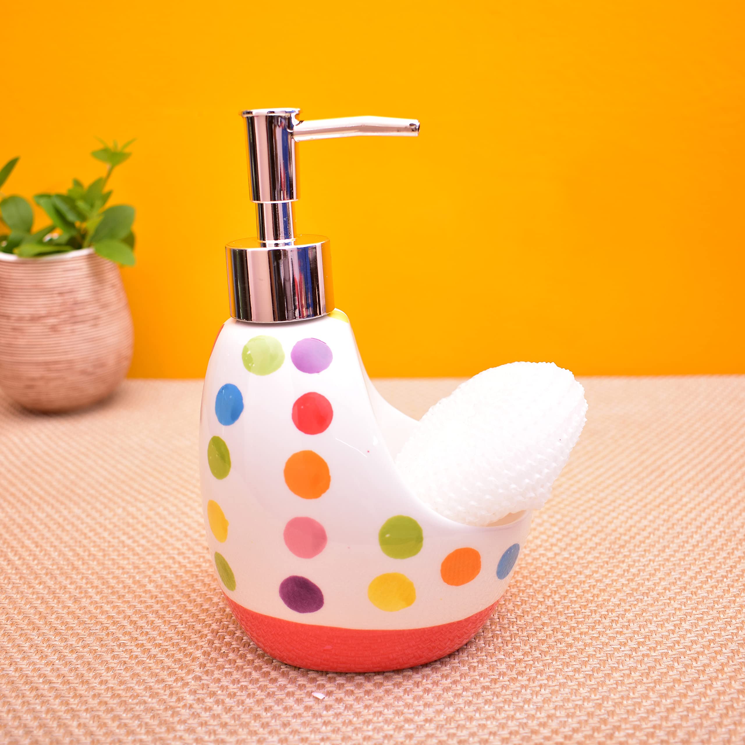 KunhaR Ceramic Liquid Soap Dispenser, 450 Ml, Red Base