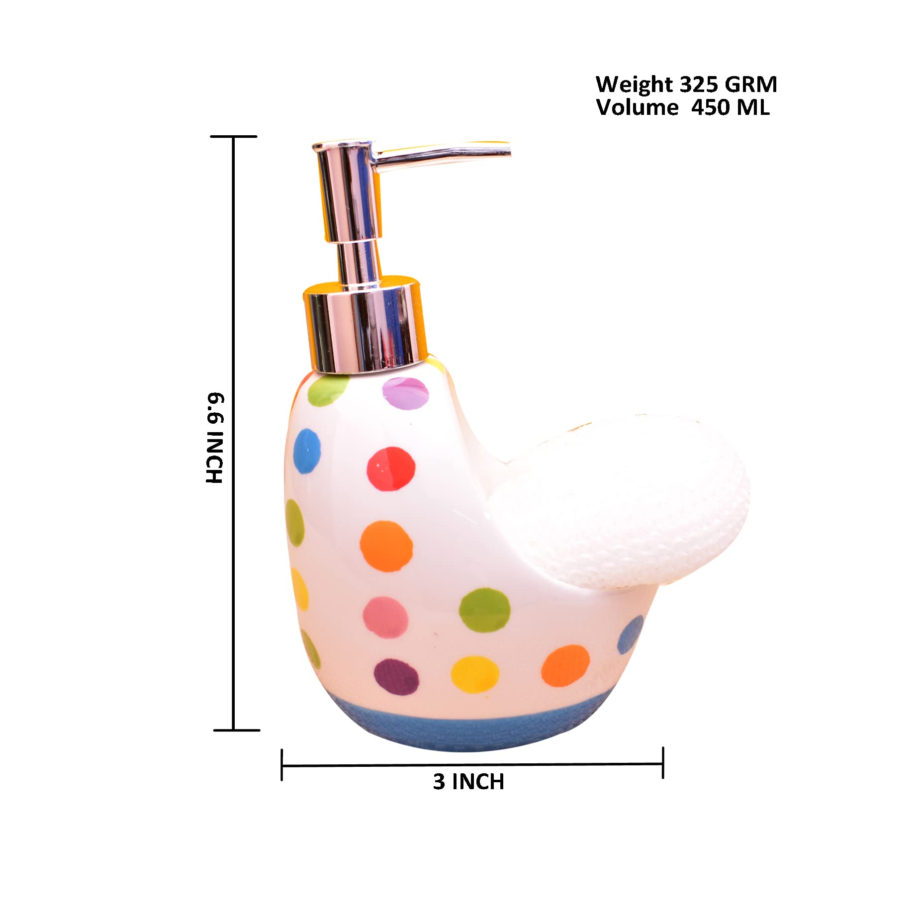 KunhaR Ceramic Liquid Soap Dispenser, 450 Ml, Blue Base