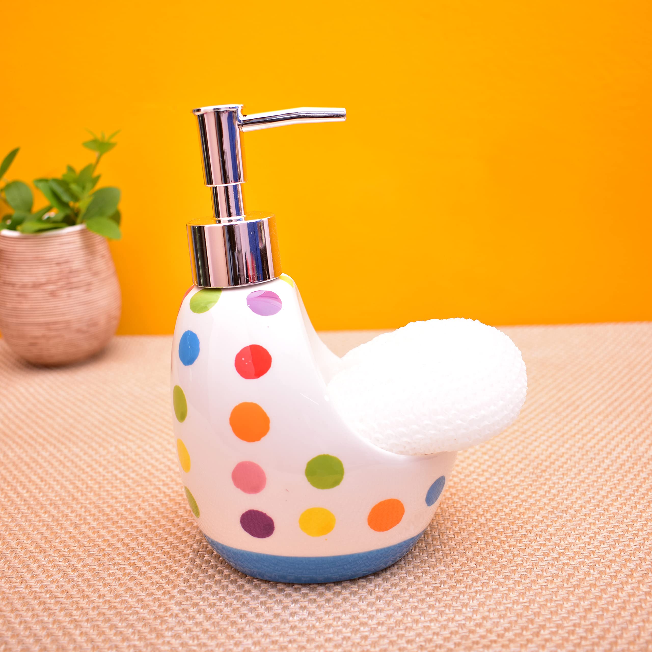 KunhaR Ceramic Liquid Soap Dispenser, 450 Ml, Blue Base