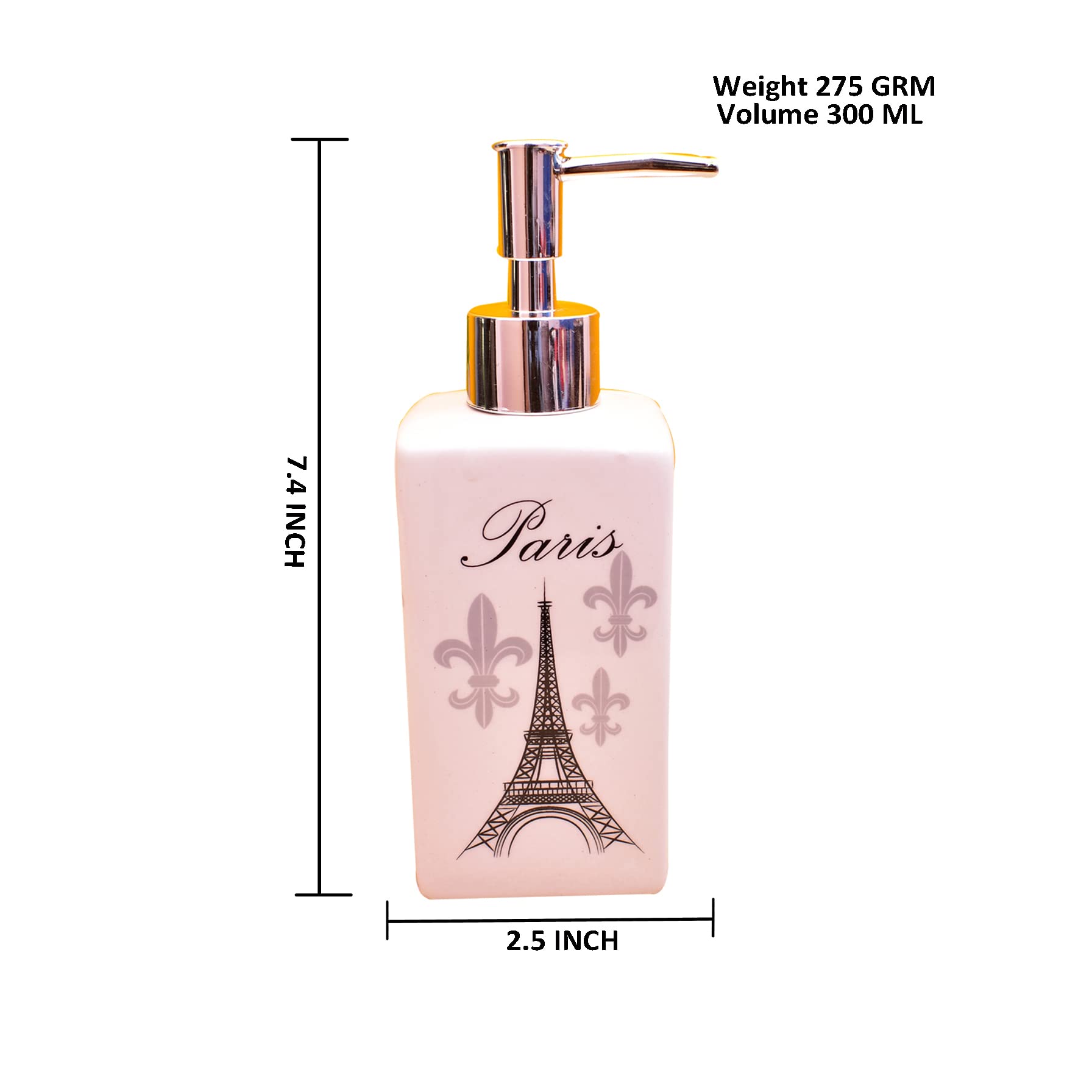 KunhaR Ceramic Liquid Soap Dispenser, 300 Ml, White