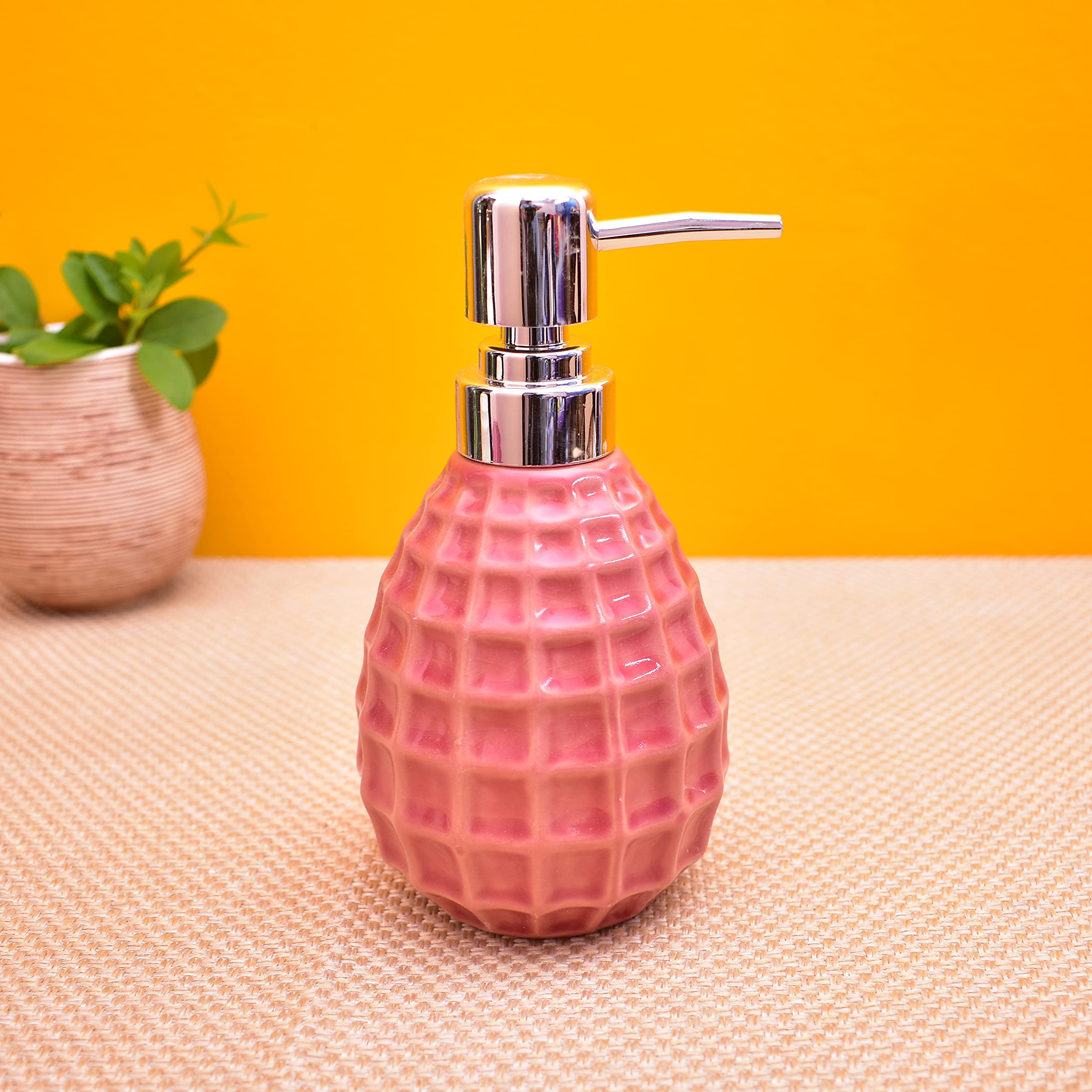 KunhaR Ceramic Liquid Soap Dispenser, 400 Ml, Red