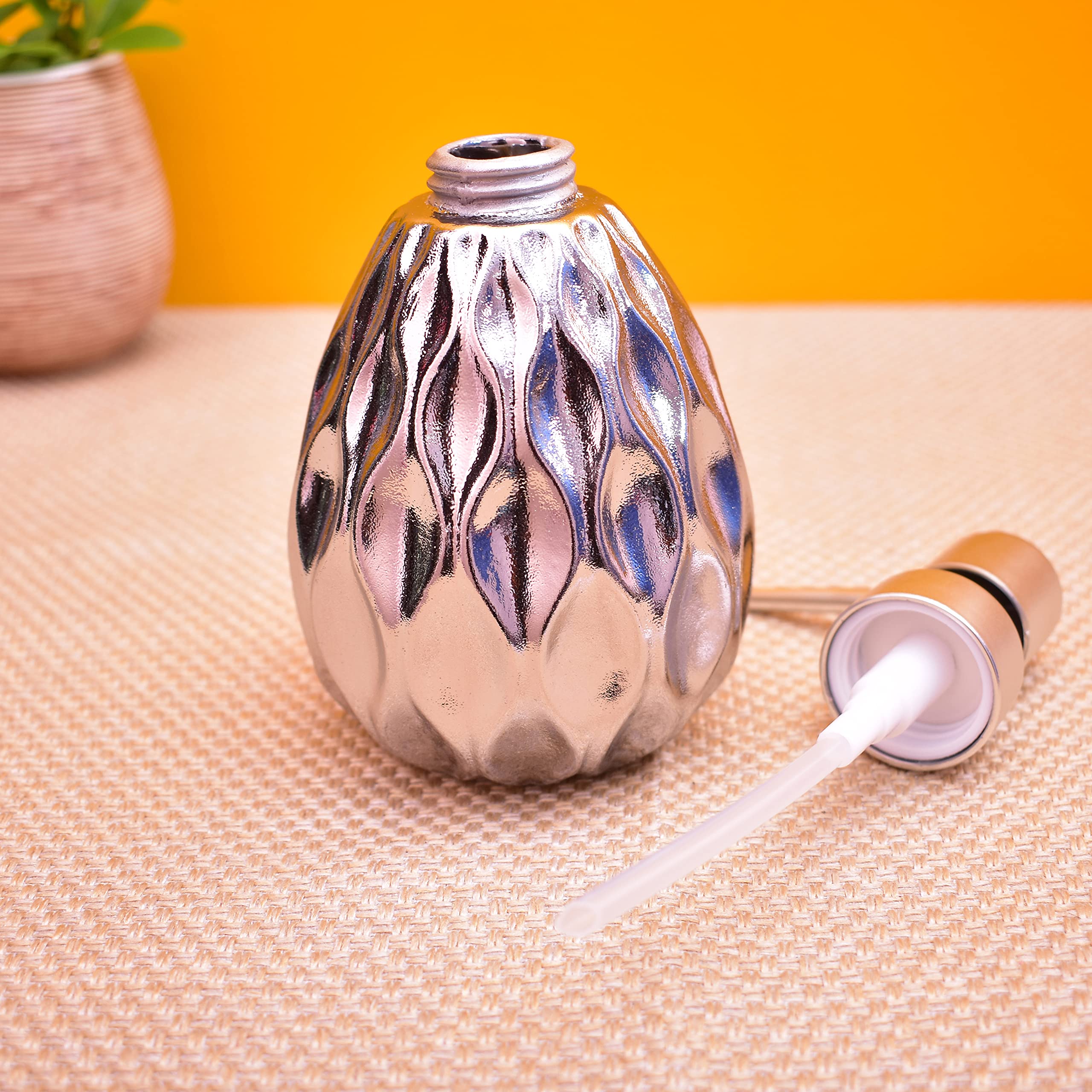 KunhaR Ceramic Liquid Soap Dispenser, 400 Ml, Silver