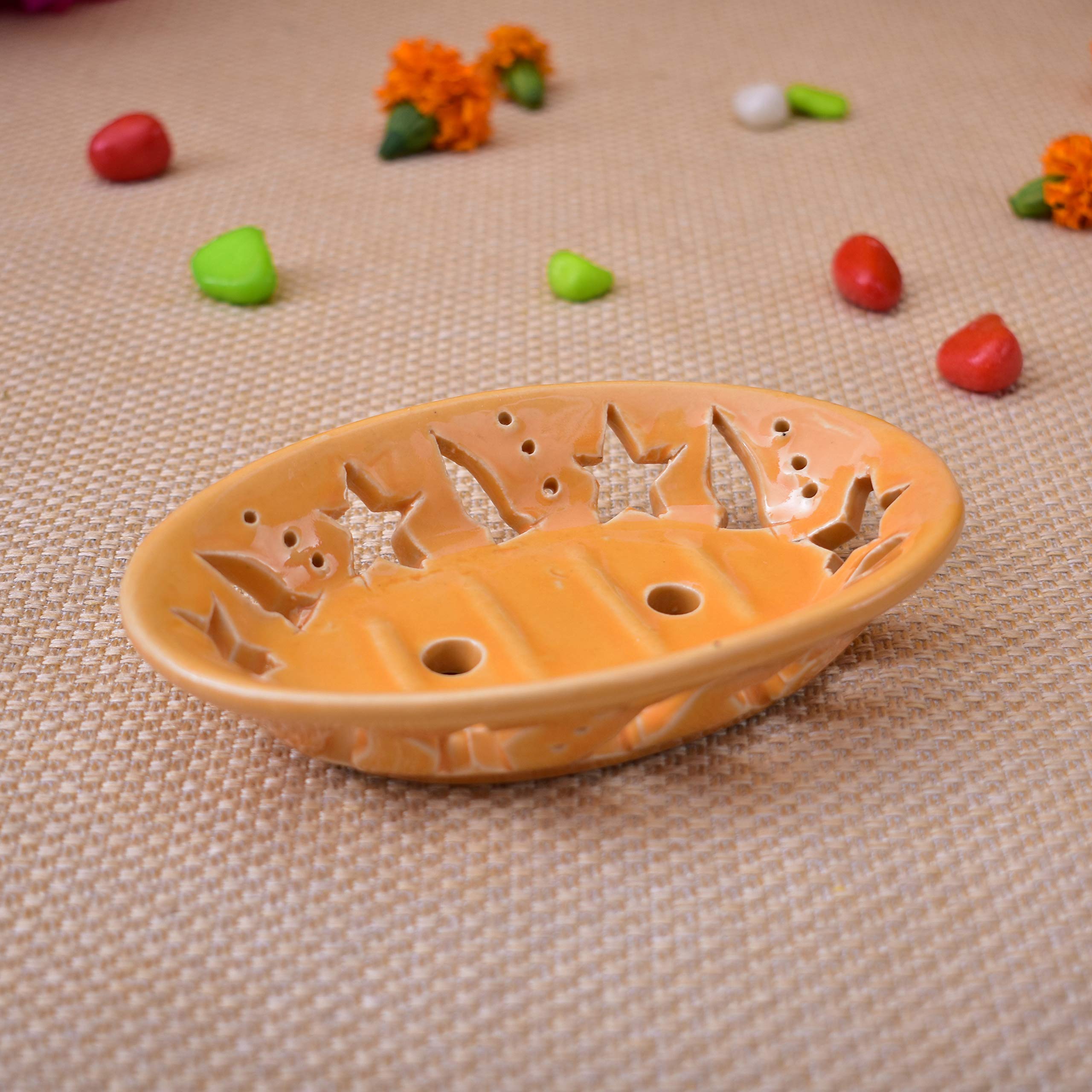 KunhaR Ceramic Soap Dish Holder, 1 Piece Yellow