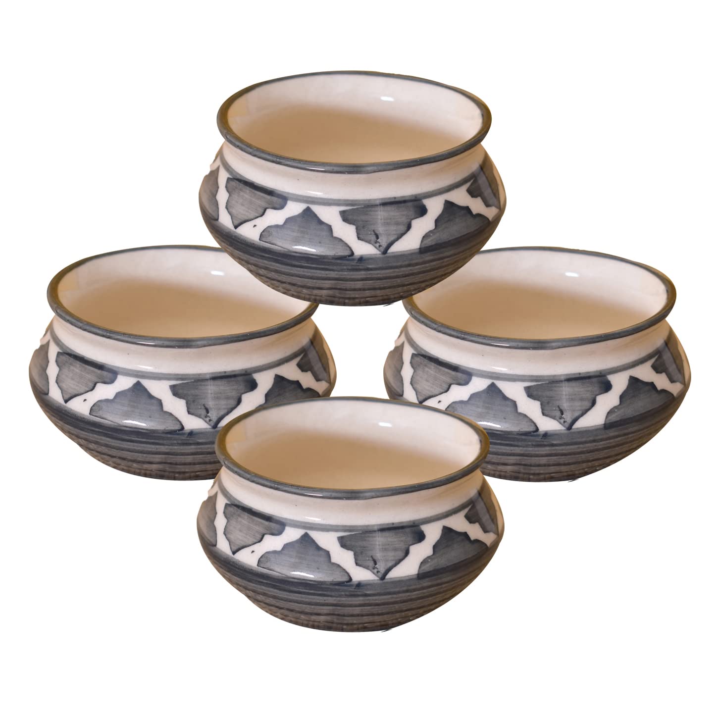 Kunhar Ceramic Sauce Holder - 90 ML, 4 Pieces, Gray