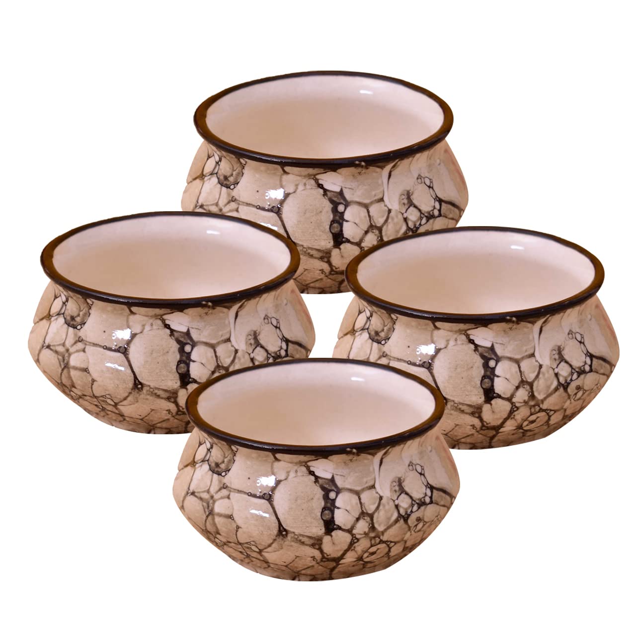 Kunhar Ceramic Sauce Holder - 90 ML, 4 Pieces, Black Luster