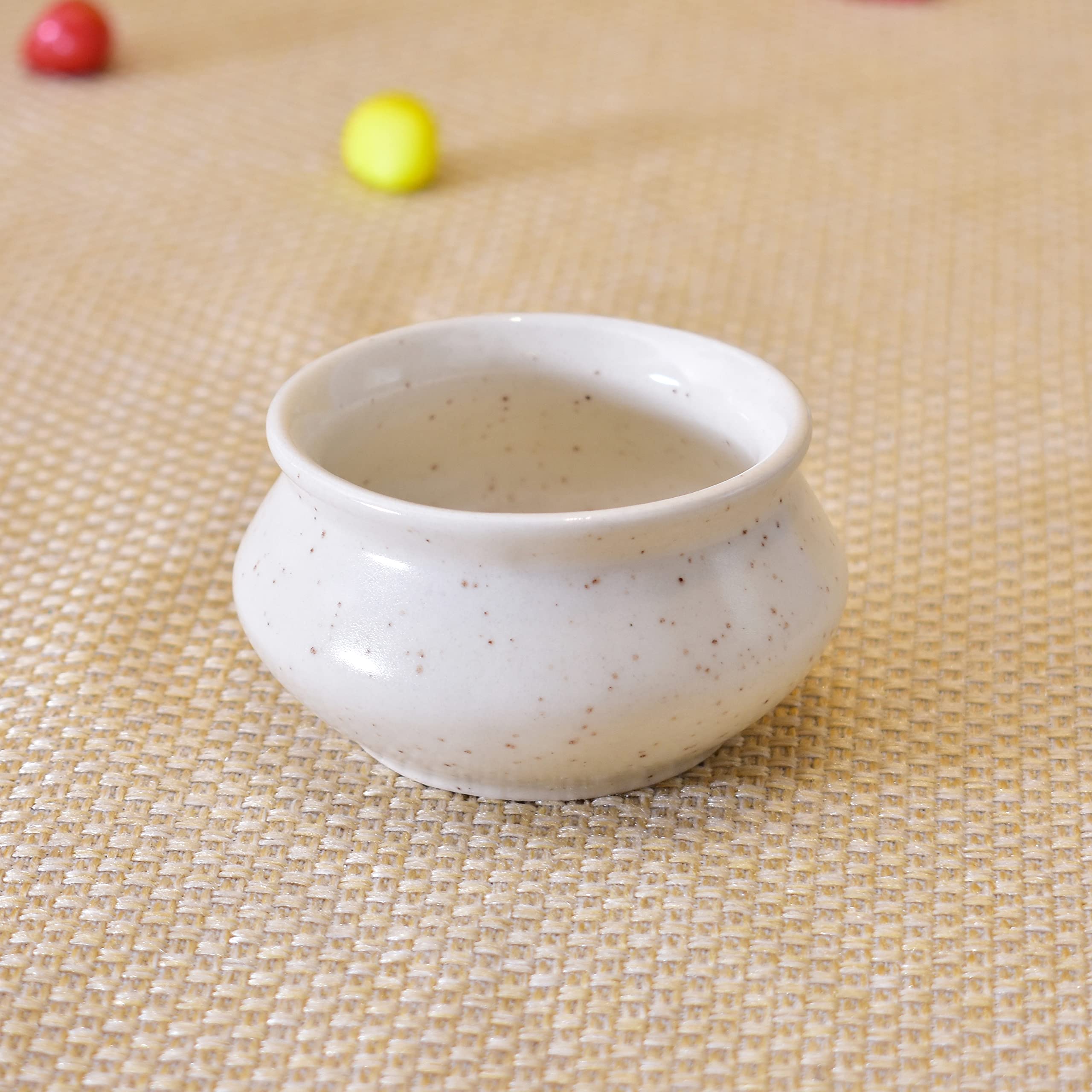 Kunhar Ceramic Sauce Holder - 90 ML, 4 Pieces, White Matt