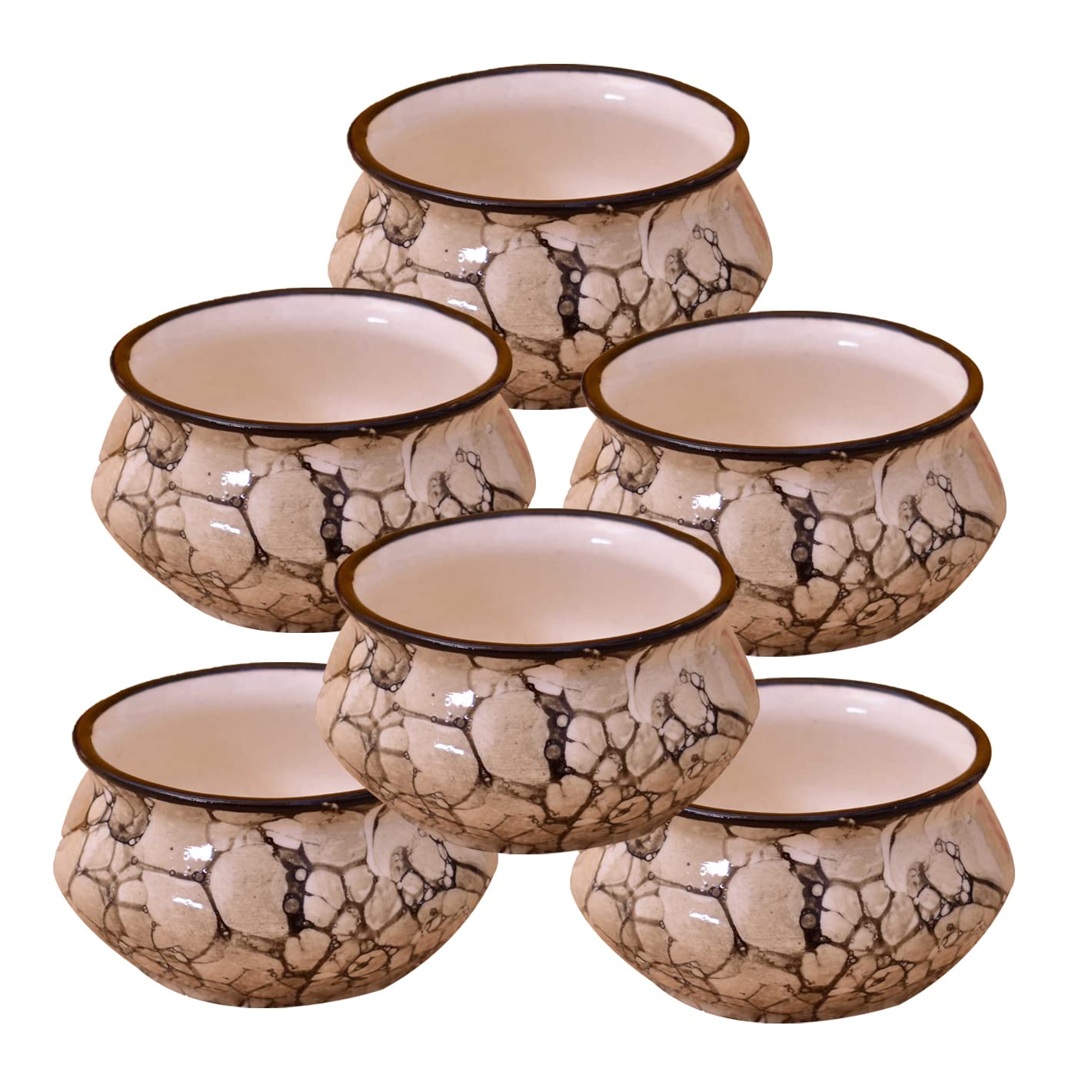 Kunhar Ceramic Sauce Holder - 90 ML, 6 Pieces, Black Luster