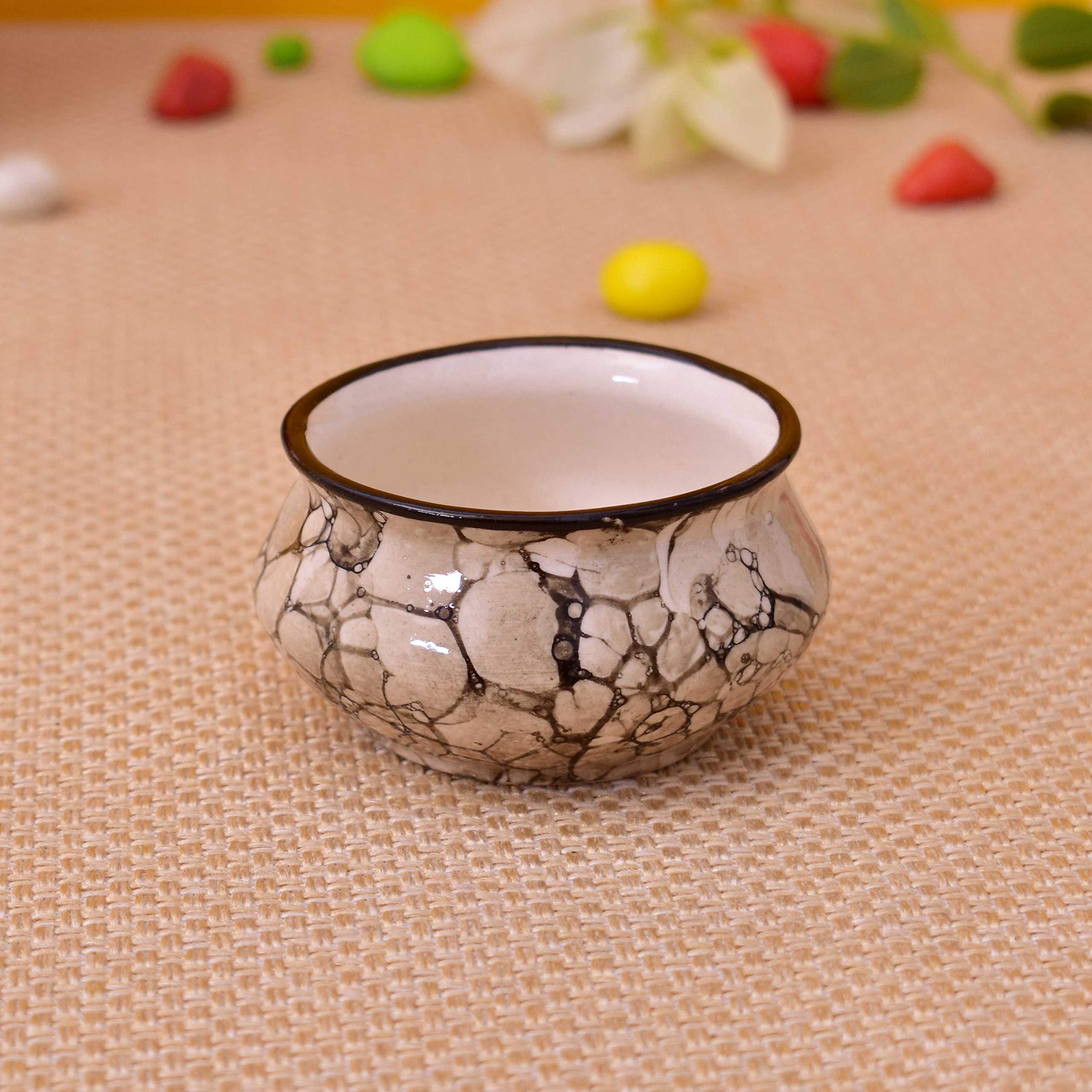 Kunhar Ceramic Sauce Holder - 90 ML, 6 Pieces, Black Luster