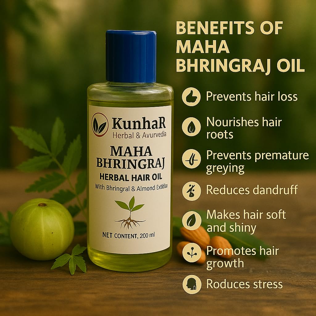 Maha Bhringraj Herbal Hair Oil - Nourishing & Strengthening Hair (Pack of 1, 200ml)