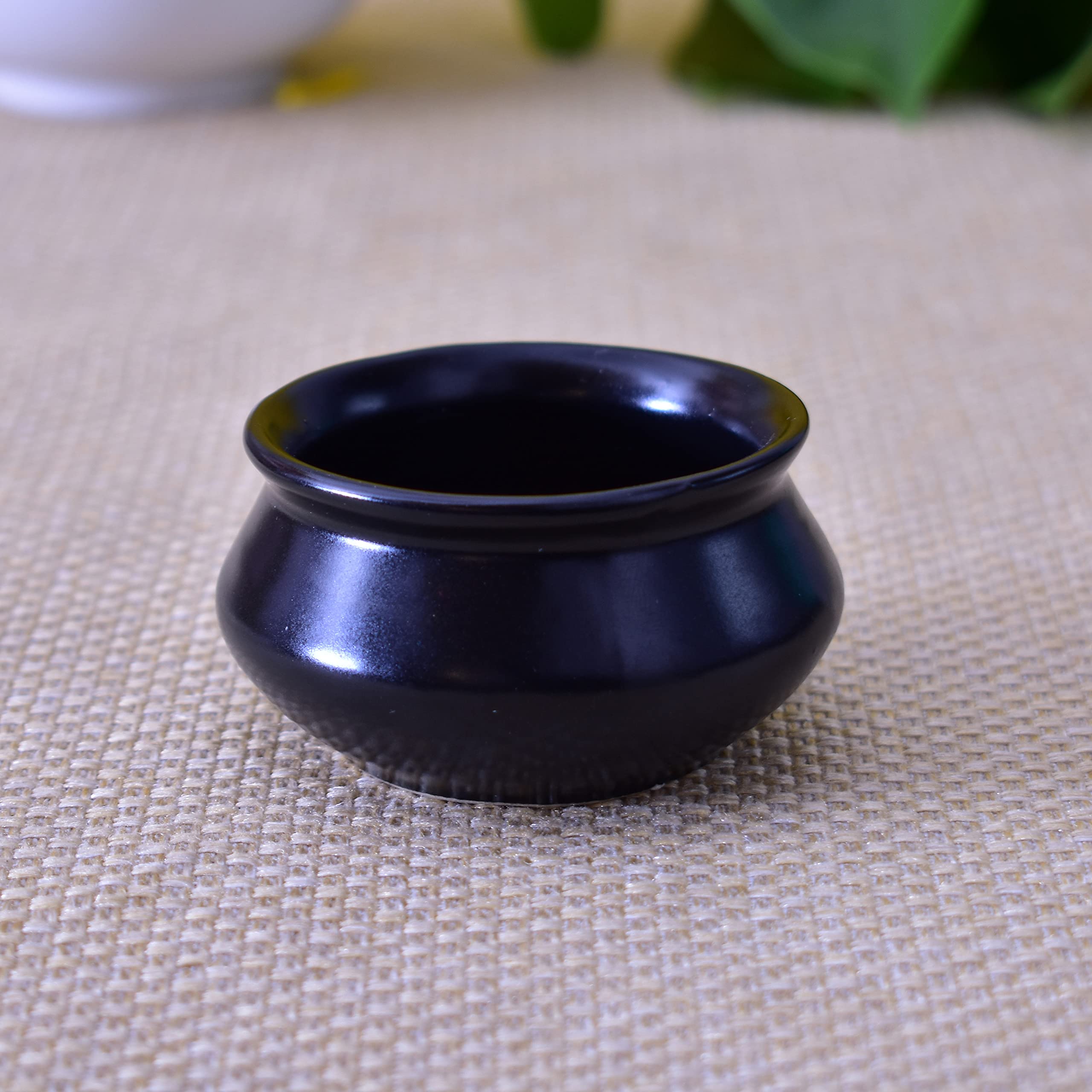 Kunhar Ceramic Sauce Holder - 90 ML, 6 Pieces, Black Matt