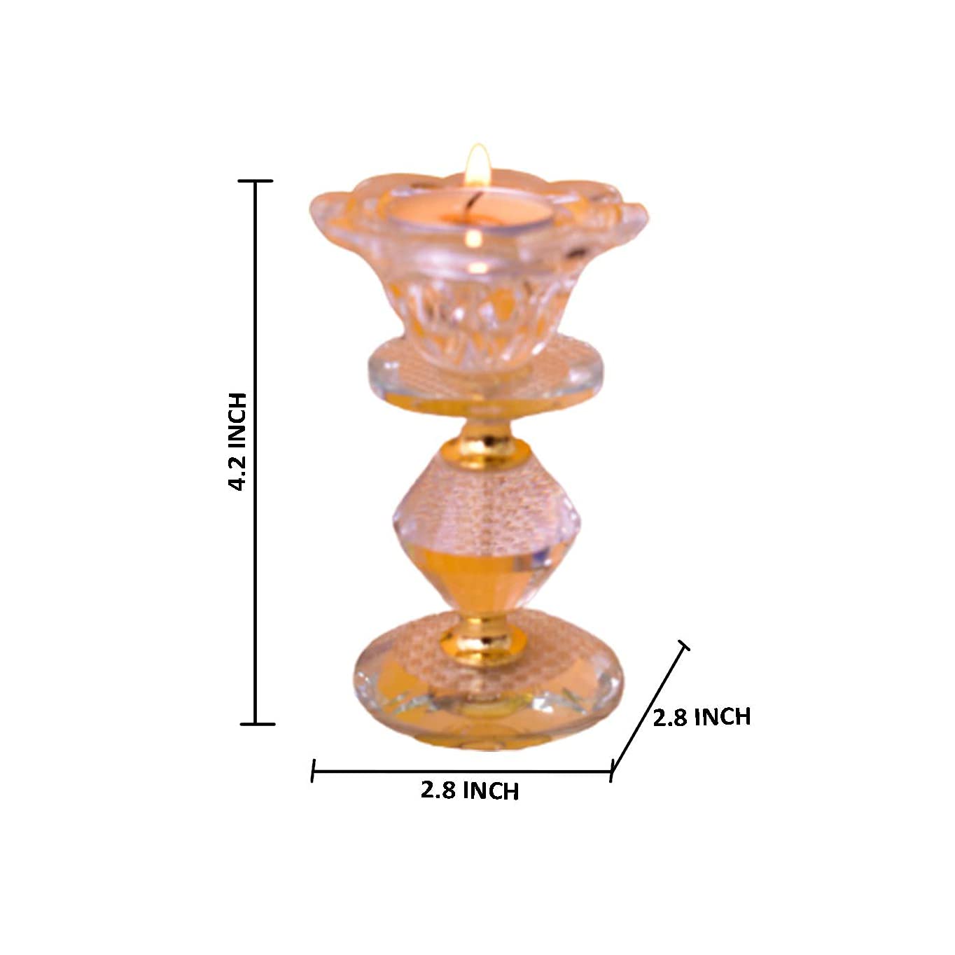 KunhaR Crystal Glass Candle Holder, Elegant Heavy Crystal Cuboid Tealight Holder