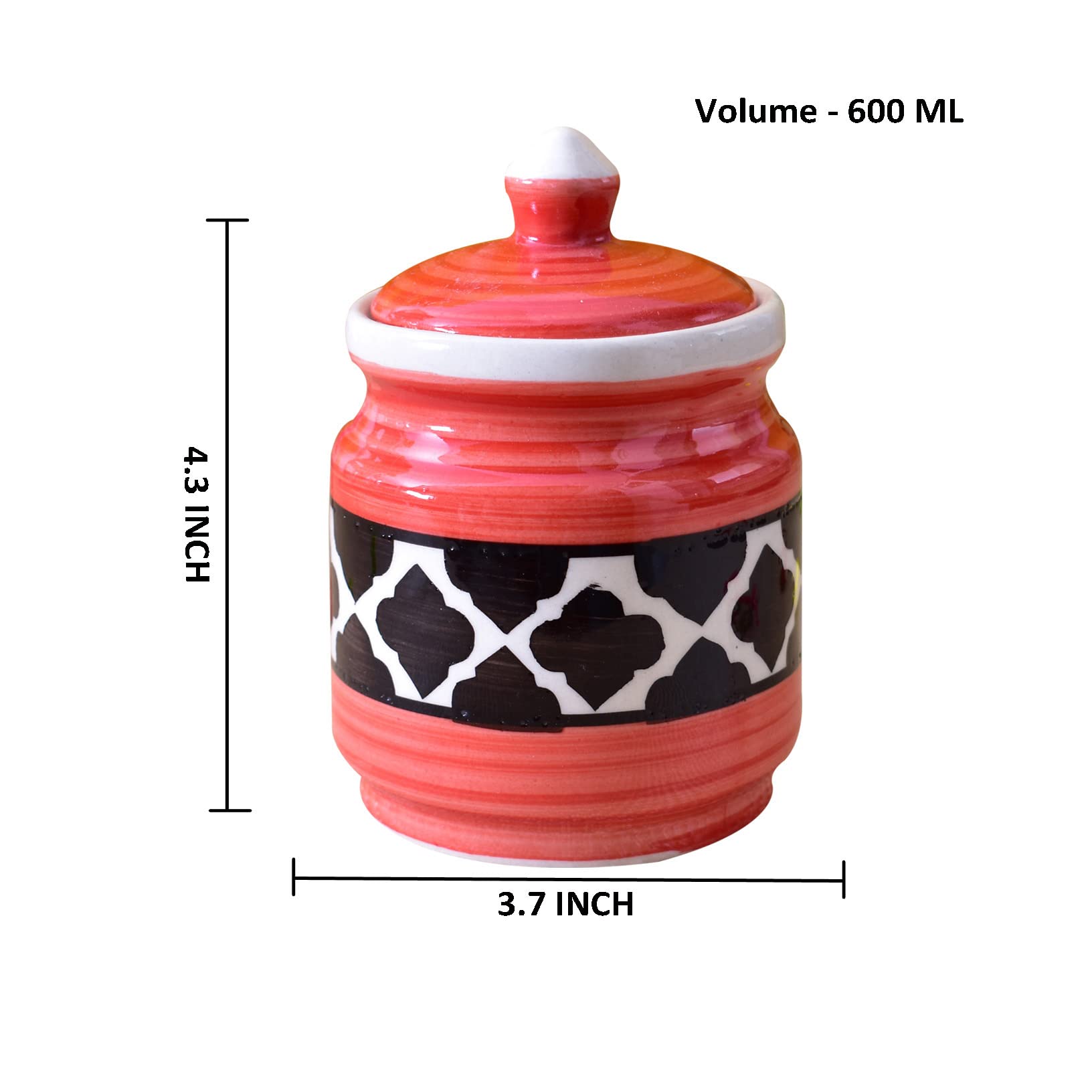 Kunhar Ceramic Jars (600ML) – Handcrafted Multipurpose Barni with Lid for Pickle, Chutney, Spices, Salt, Sugar – Kitchen Storage Containers