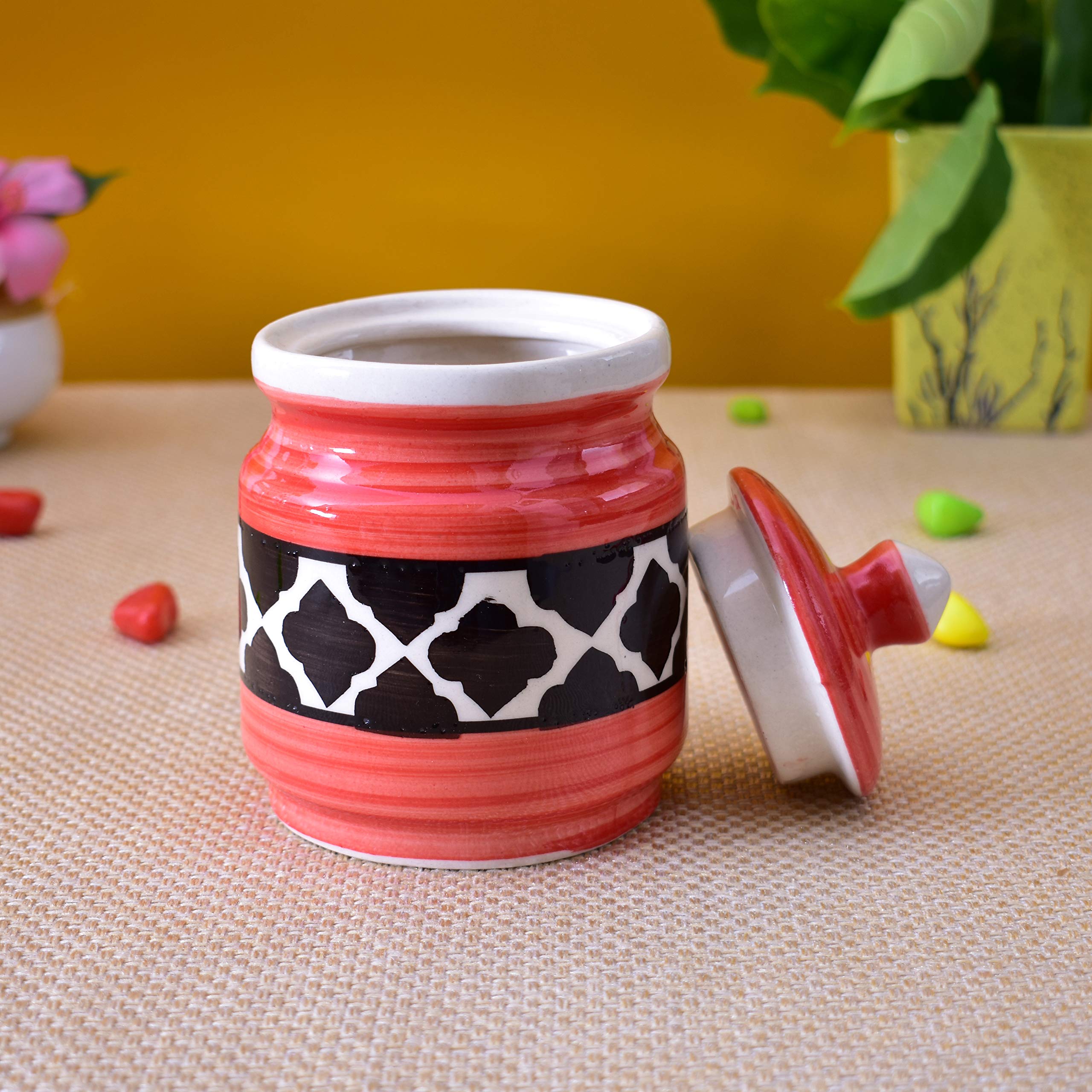 Kunhar Ceramic Jars (600ML) – Handcrafted Multipurpose Barni with Lid for Pickle, Chutney, Spices, Salt, Sugar – Kitchen Storage Containers