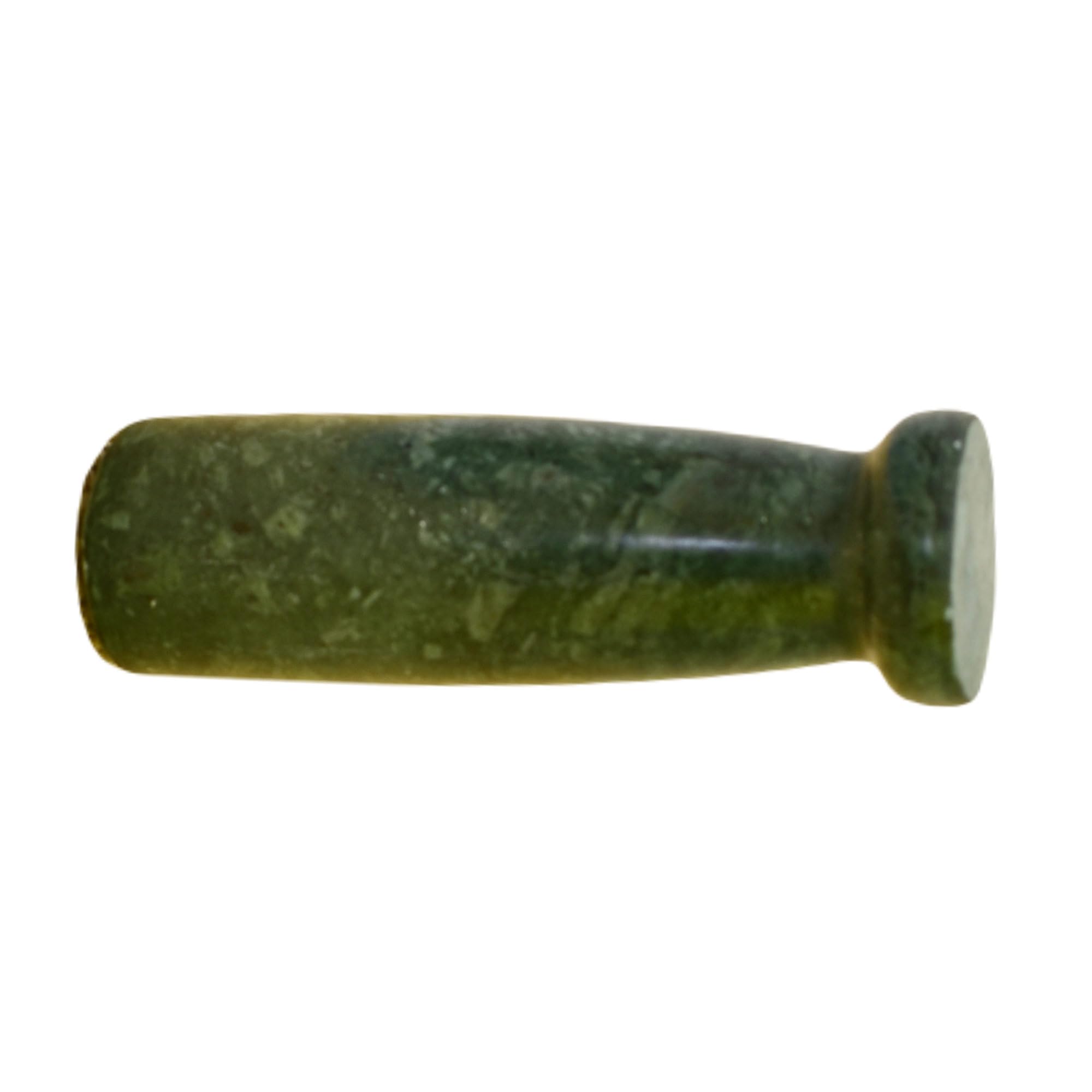 KunhaR Natural Green Marble Mortar and Pestle Set, Imam Dasta, Ohkli Musal, Kharal - 4 x 2.5 Inches, Green, (Full Polish)
