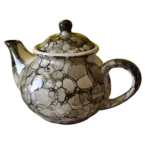 KunhaR Ceramic Teapot - 1 Piece, Black-Luster, 400ml