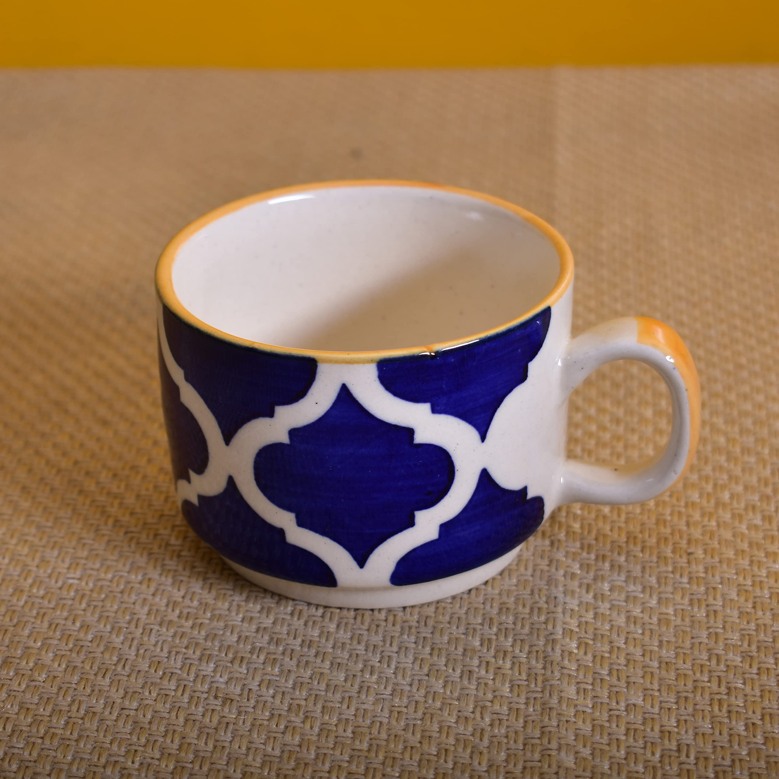 Kunhar Ceramic Morning Set with 1 Teapot, 1 Serving Tray and 4 Cups, Yellow Chidi