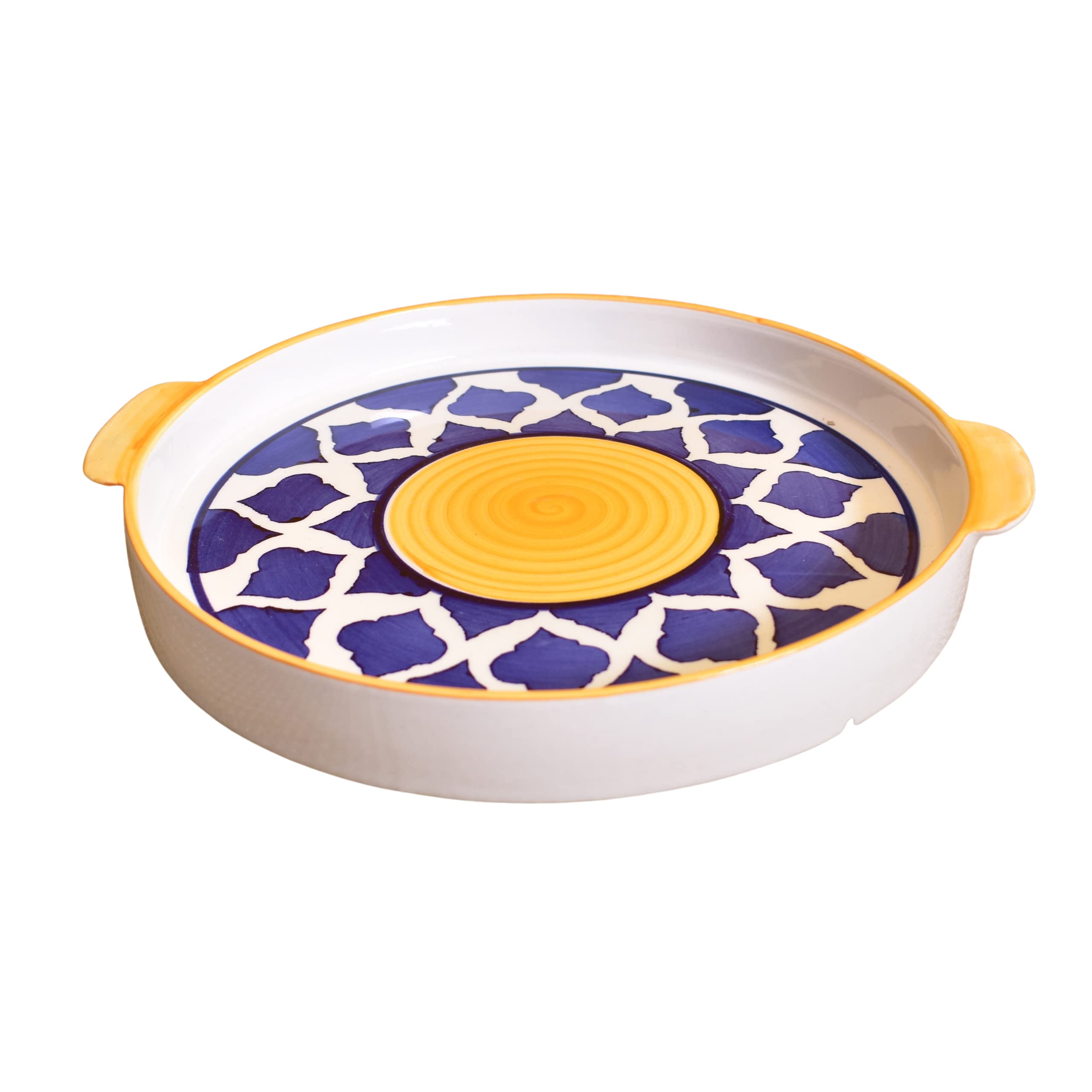 Kunhar Ceramic Morning Set with 1 Teapot, 1 Serving Tray and 4 Cups, Yellow Chidi