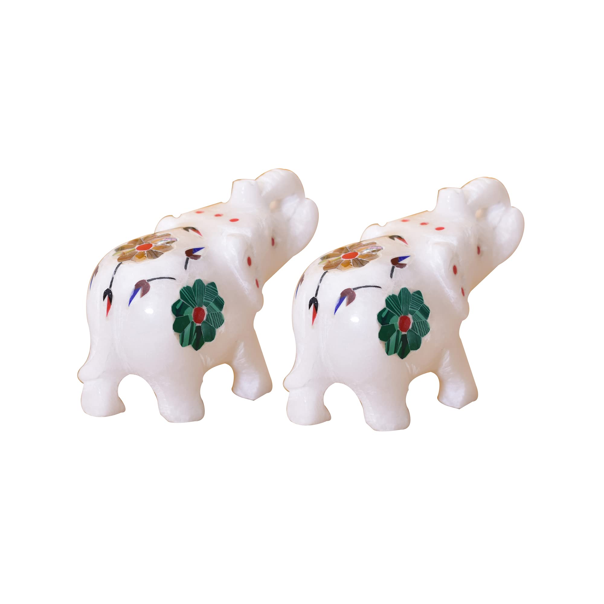 Kunhar Natural White Marble Elephant Figurine | Marble Elephant Showpiece