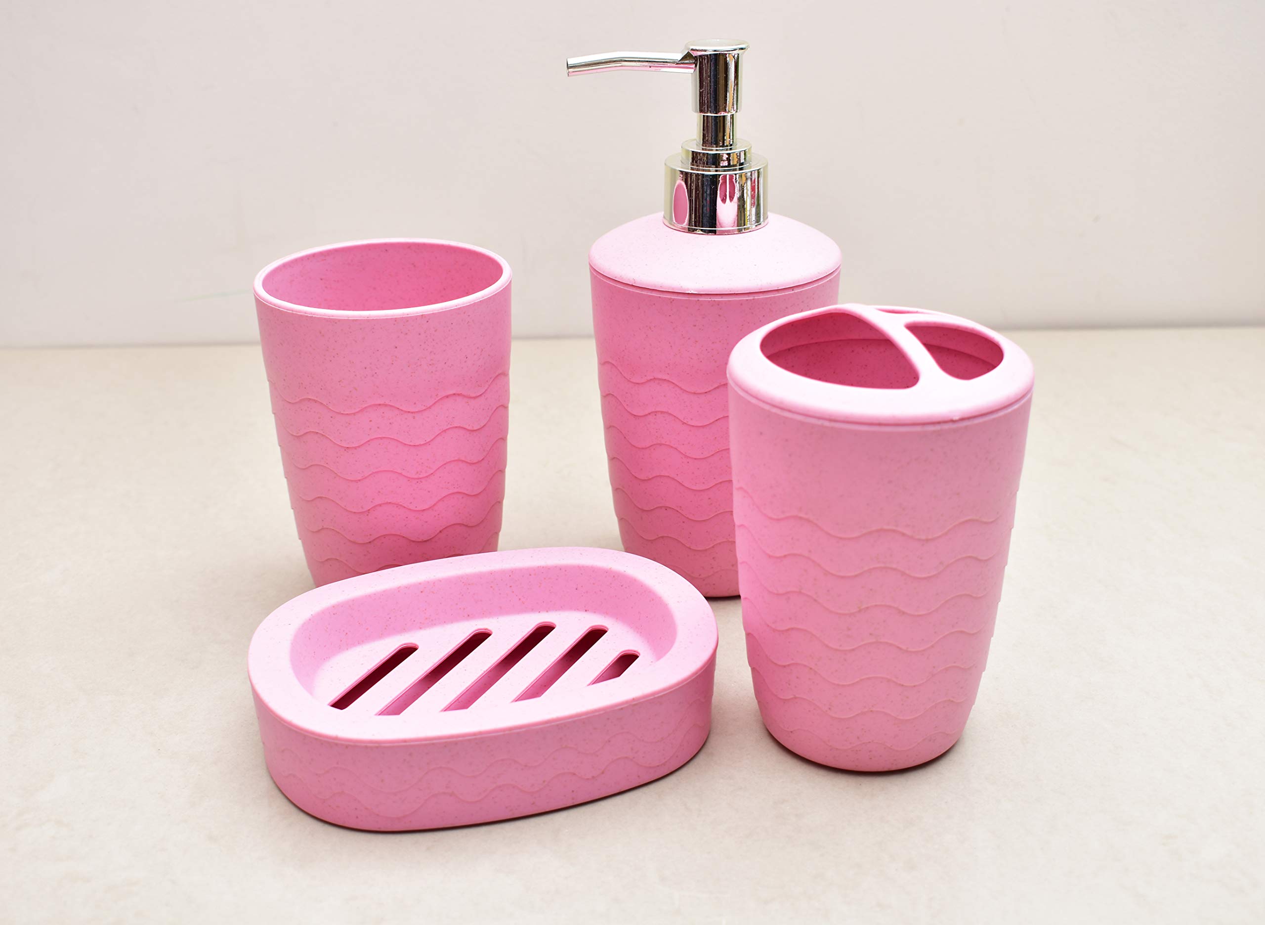 KunhaR 4-Piece Bathroom Accessories Set – Liquid Soap Dispenser, Soap Dish, Toothbrush Holder & Tumbler