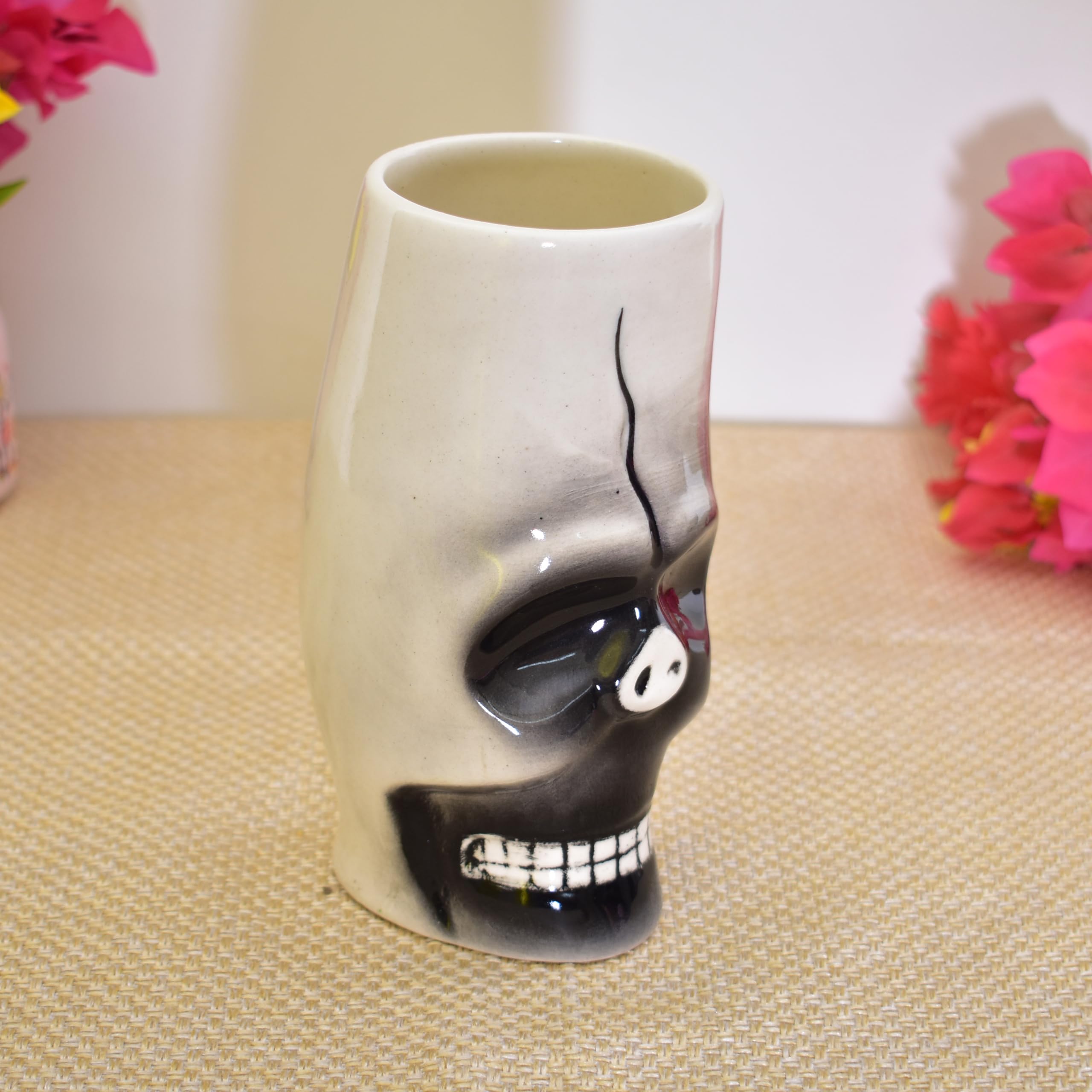 Kunhar Ceramic Cutlery Holder Spoon Holder, Pen Holder, Brush Stand, 1 Piece, White Black