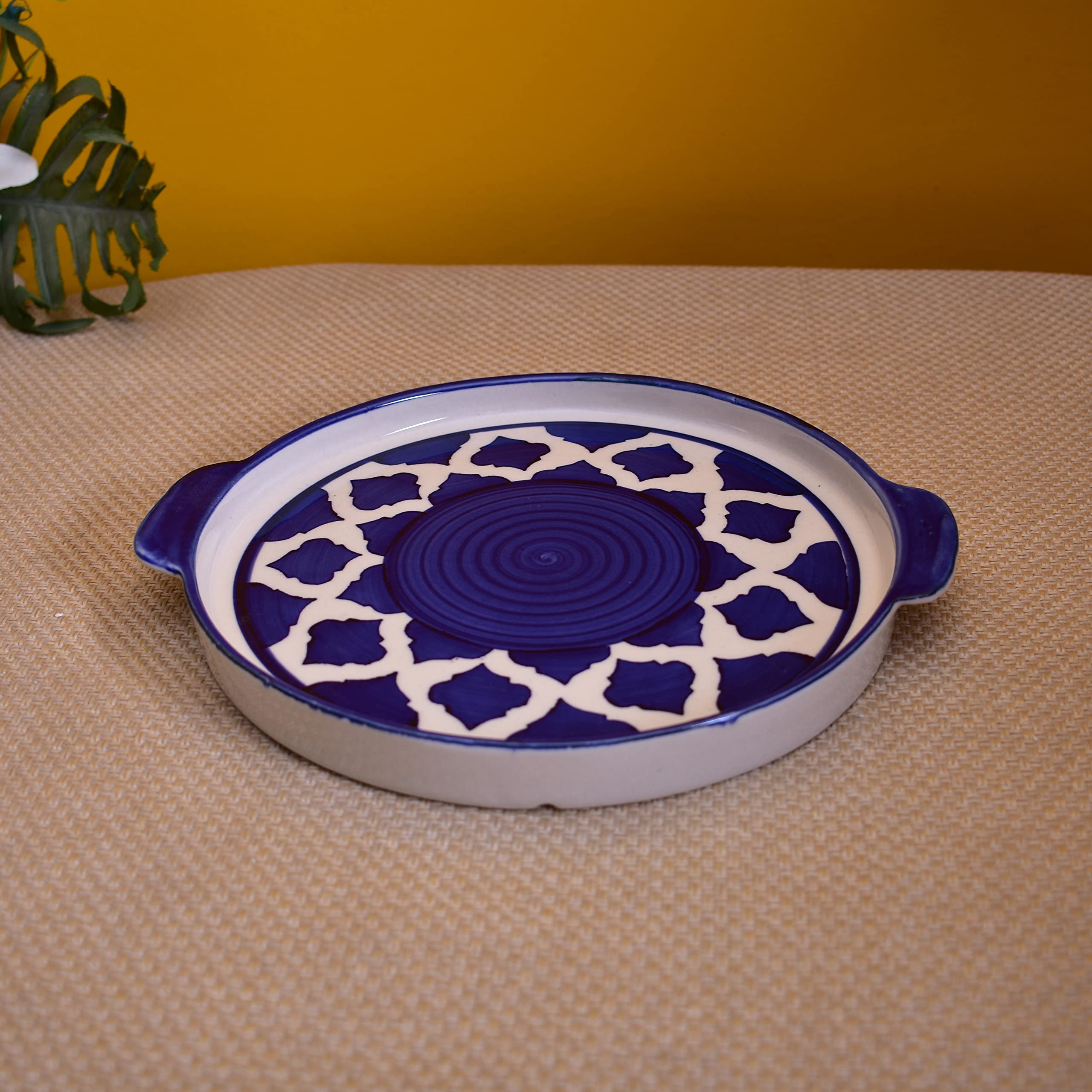 Kunhar Ceramic Morning Set, Blue Vine (1 Tray, 4 Cups 150 ml and 1 Teapot 650 ml)