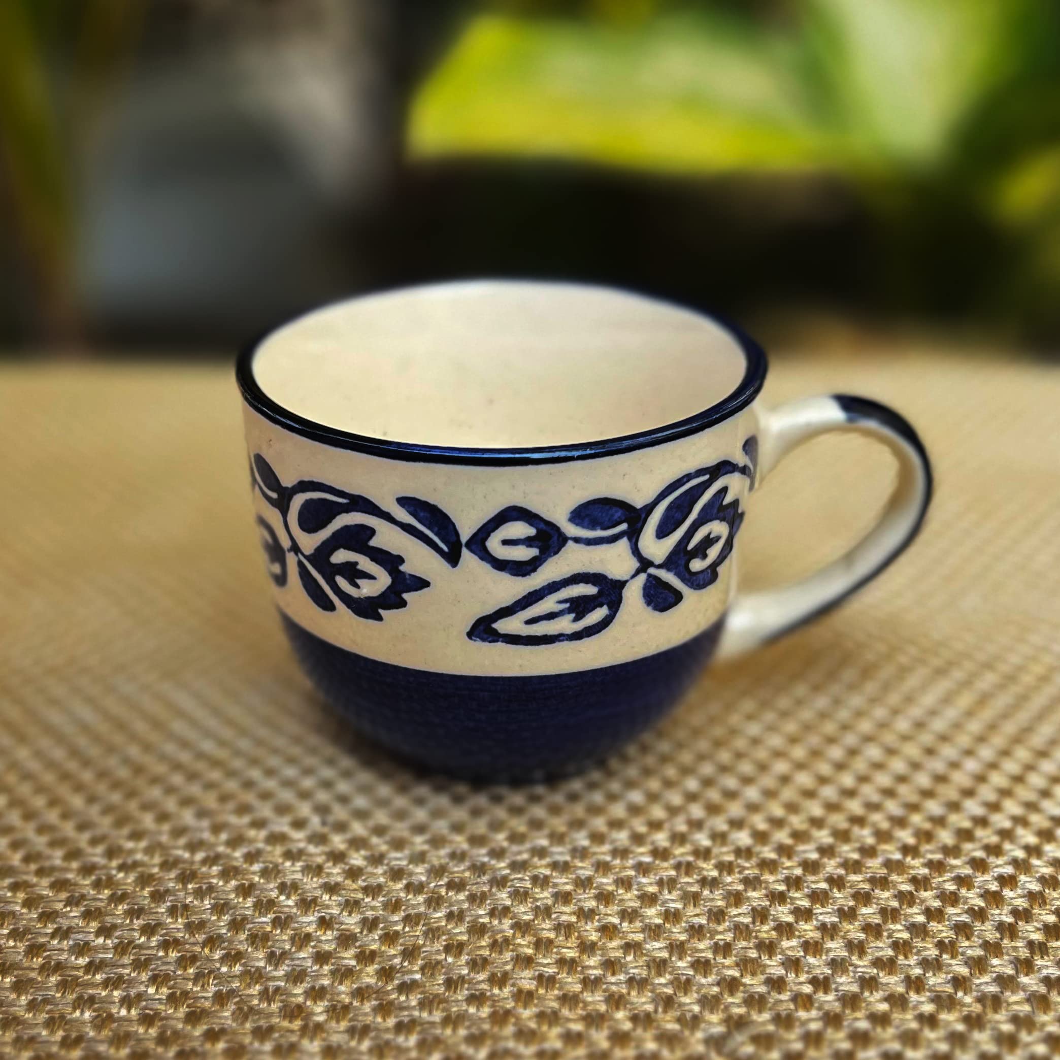 Kunhar Ceramic Morning Set, Blue Vine (6 Cups 150 ml and 6 Saucer)