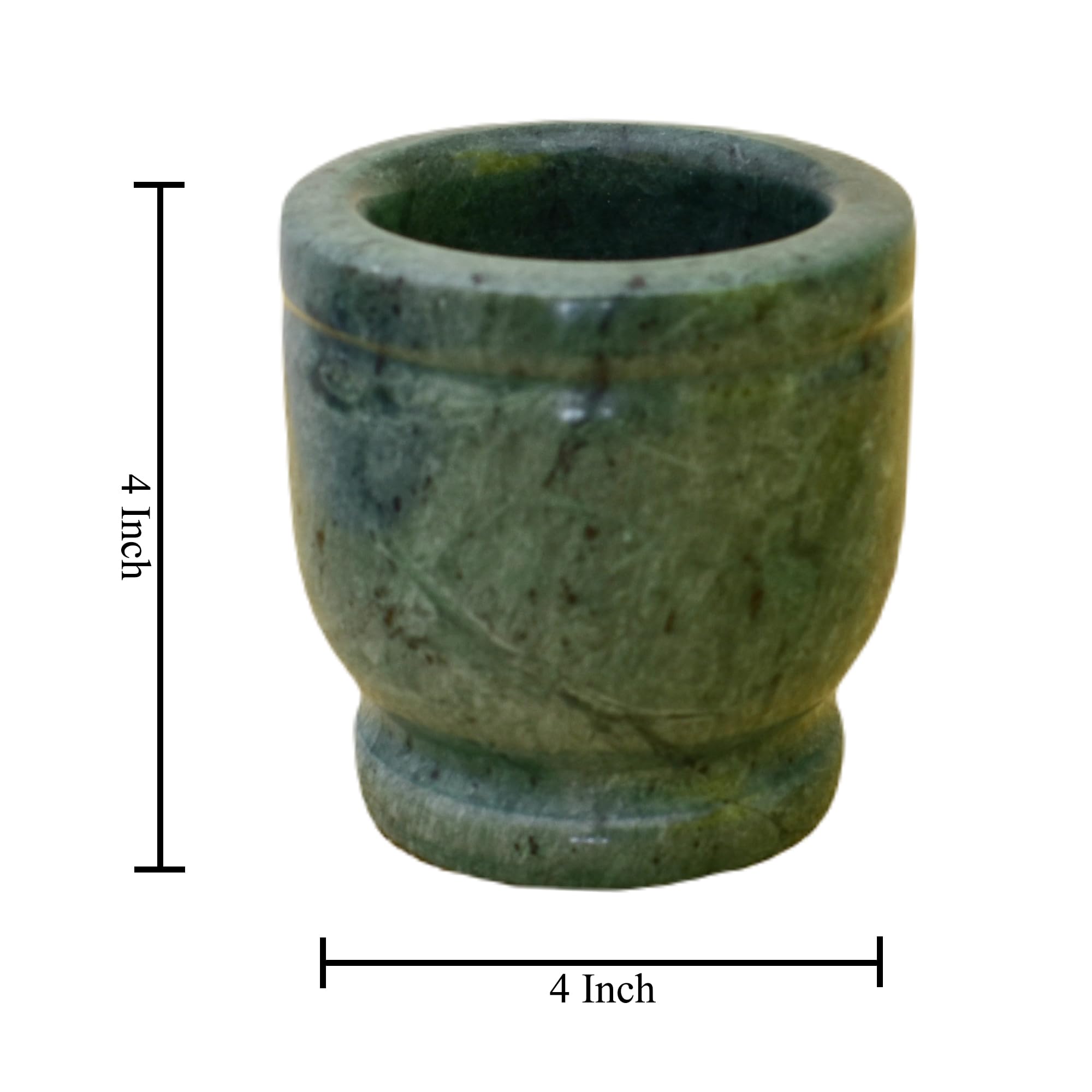 KunhaR Natural green Marble Mortar and Pestle Set, Imam Dasta, Ohkli Musal, Kharal - 4 x 4 Inches, Green(Full Polish)