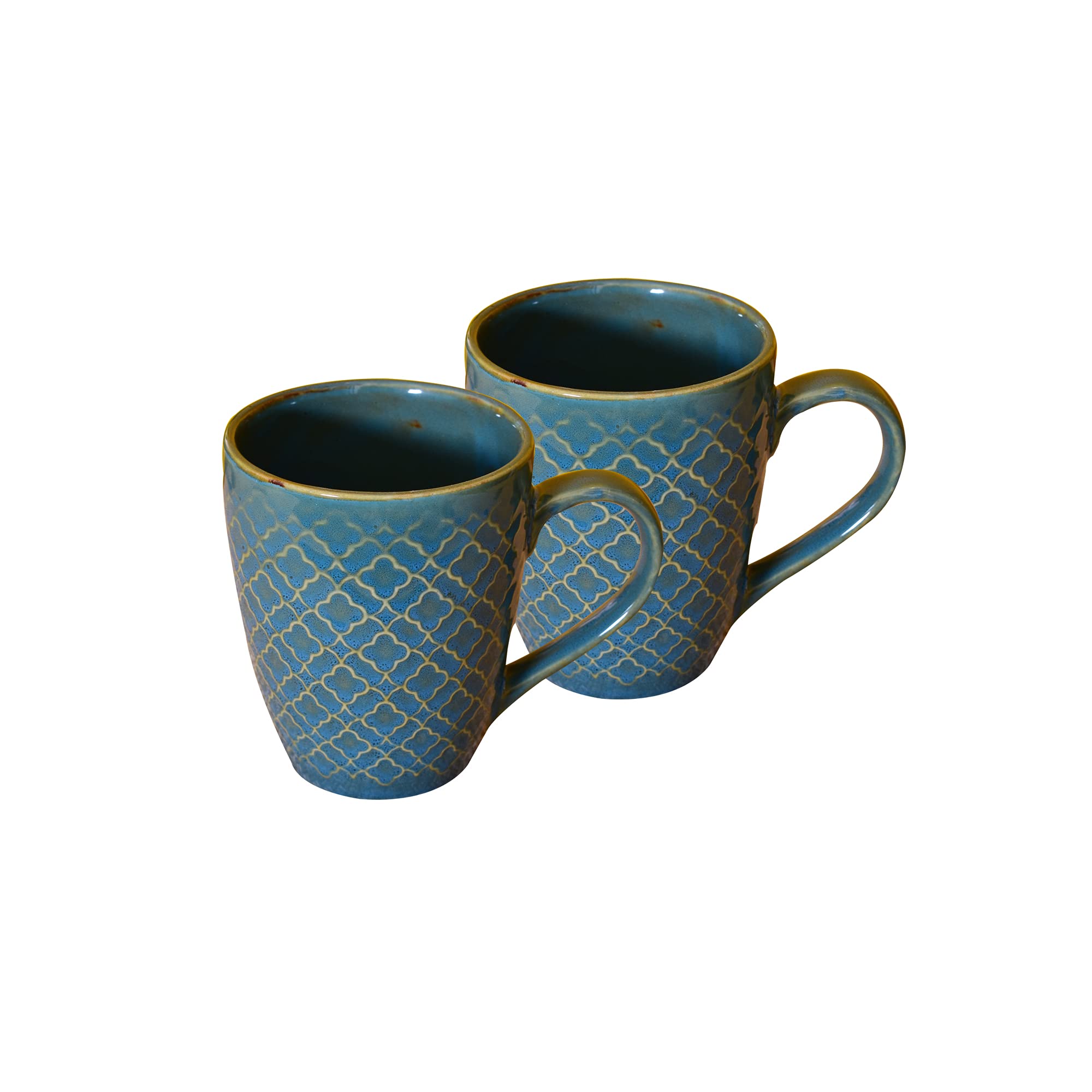 Kunhar Ceramic Milk Mugs, Muted Blues - 2 Pieces, Blue Bayoux, 300ml