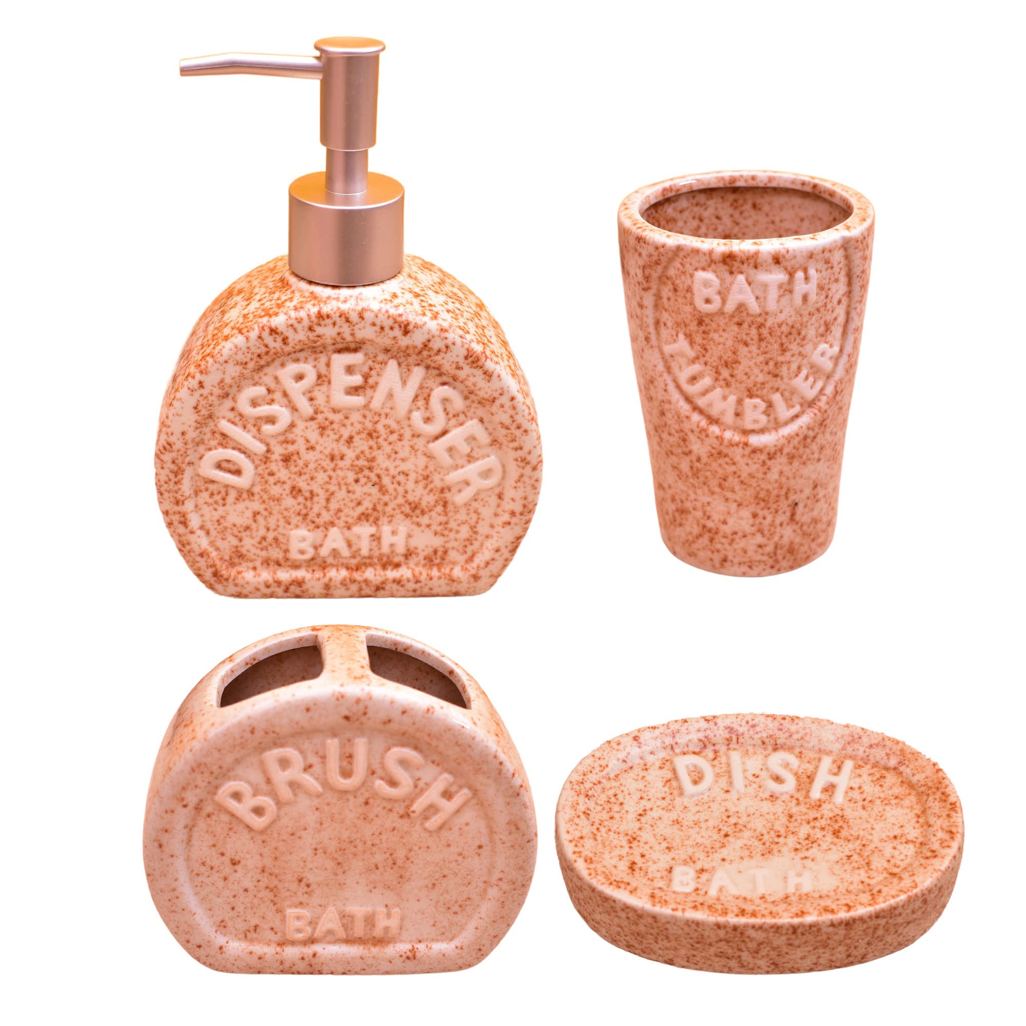 KunhaR 4-Piece Bathroom Accessories Set – Liquid Soap Dispenser, Soap Dish, Toothbrush Holder & Tumbler